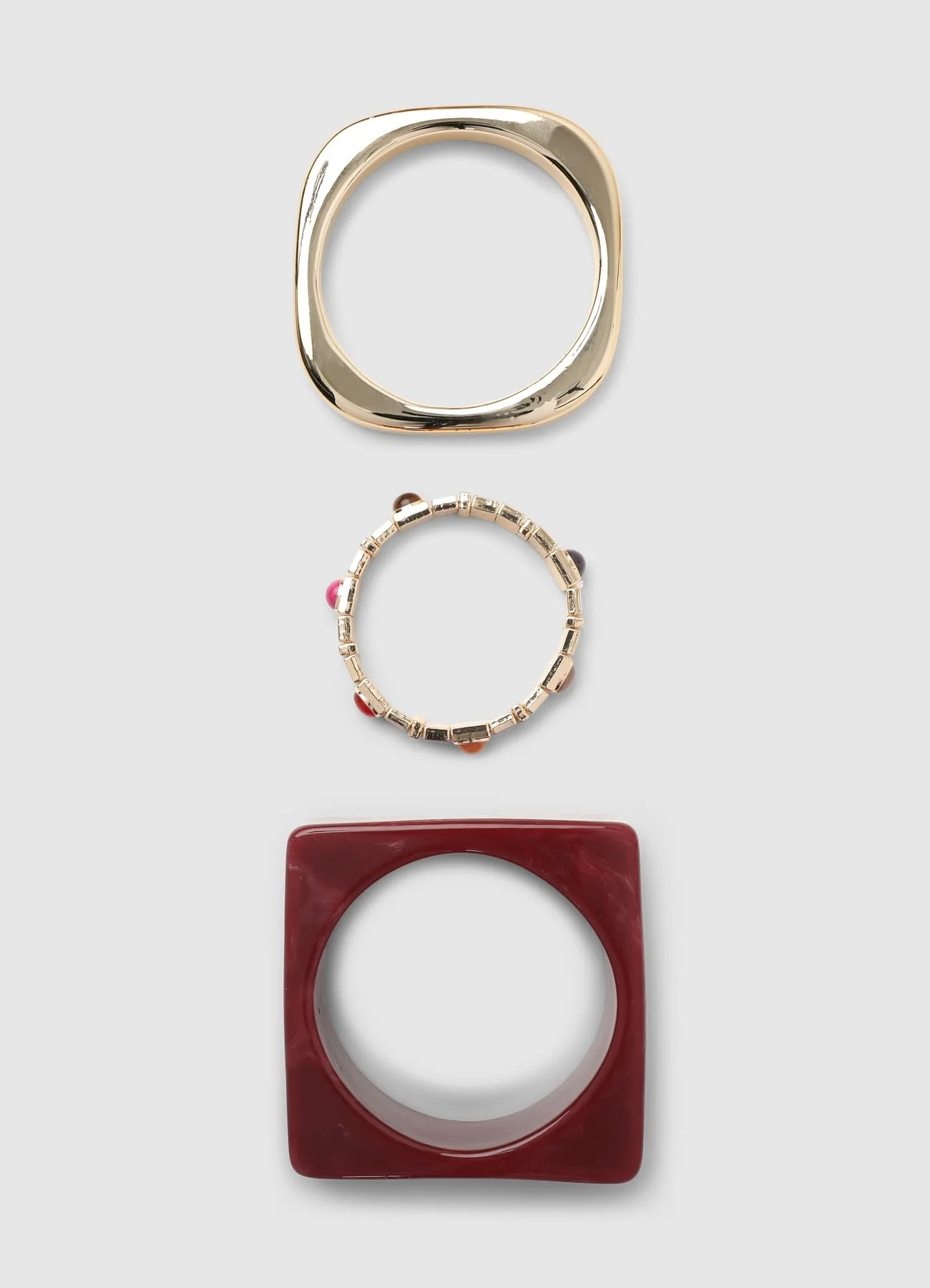 Pack 3 bracciali rigidi squadrati