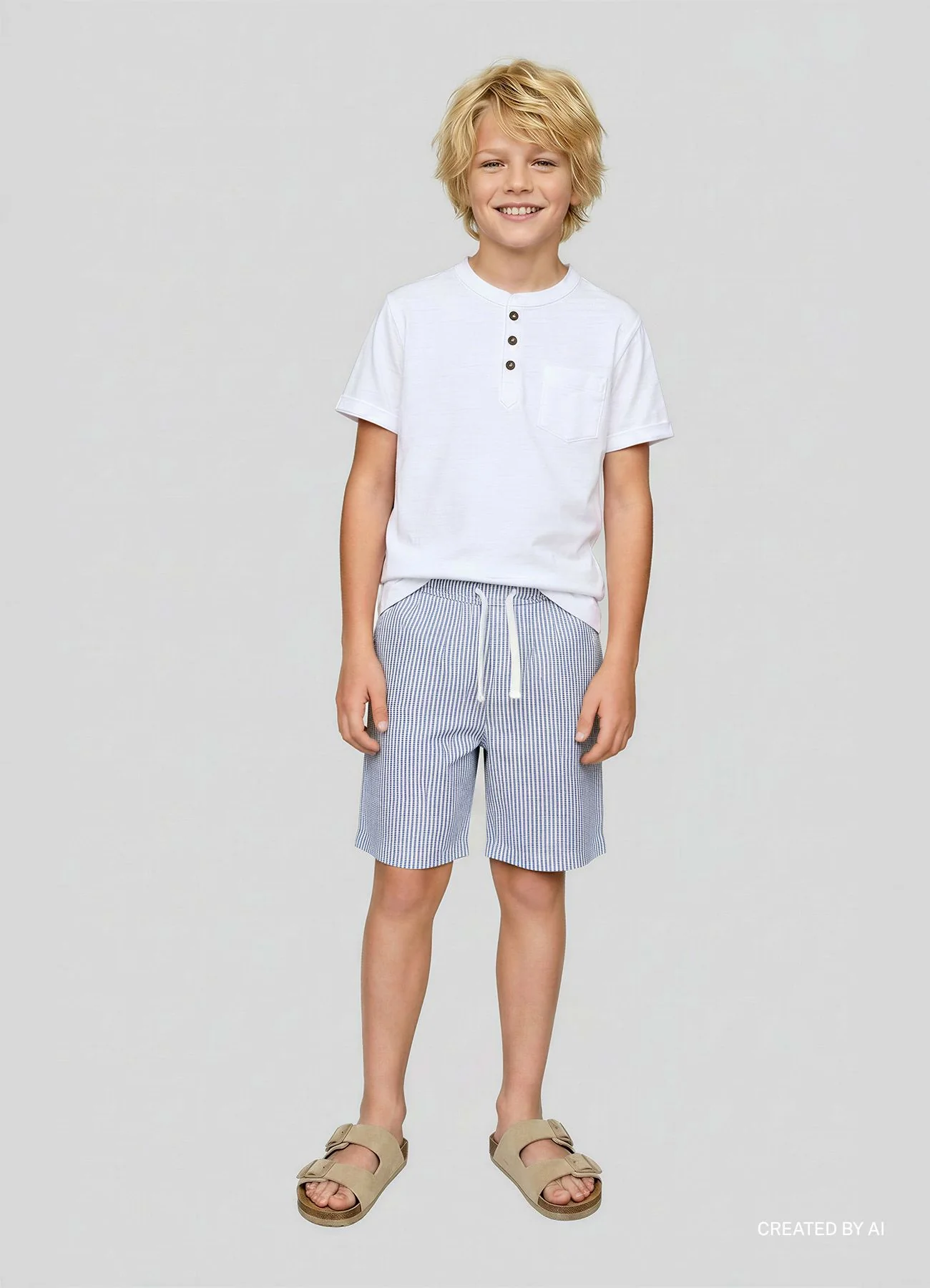Pantaloncini a righe con coulisse - Image 4