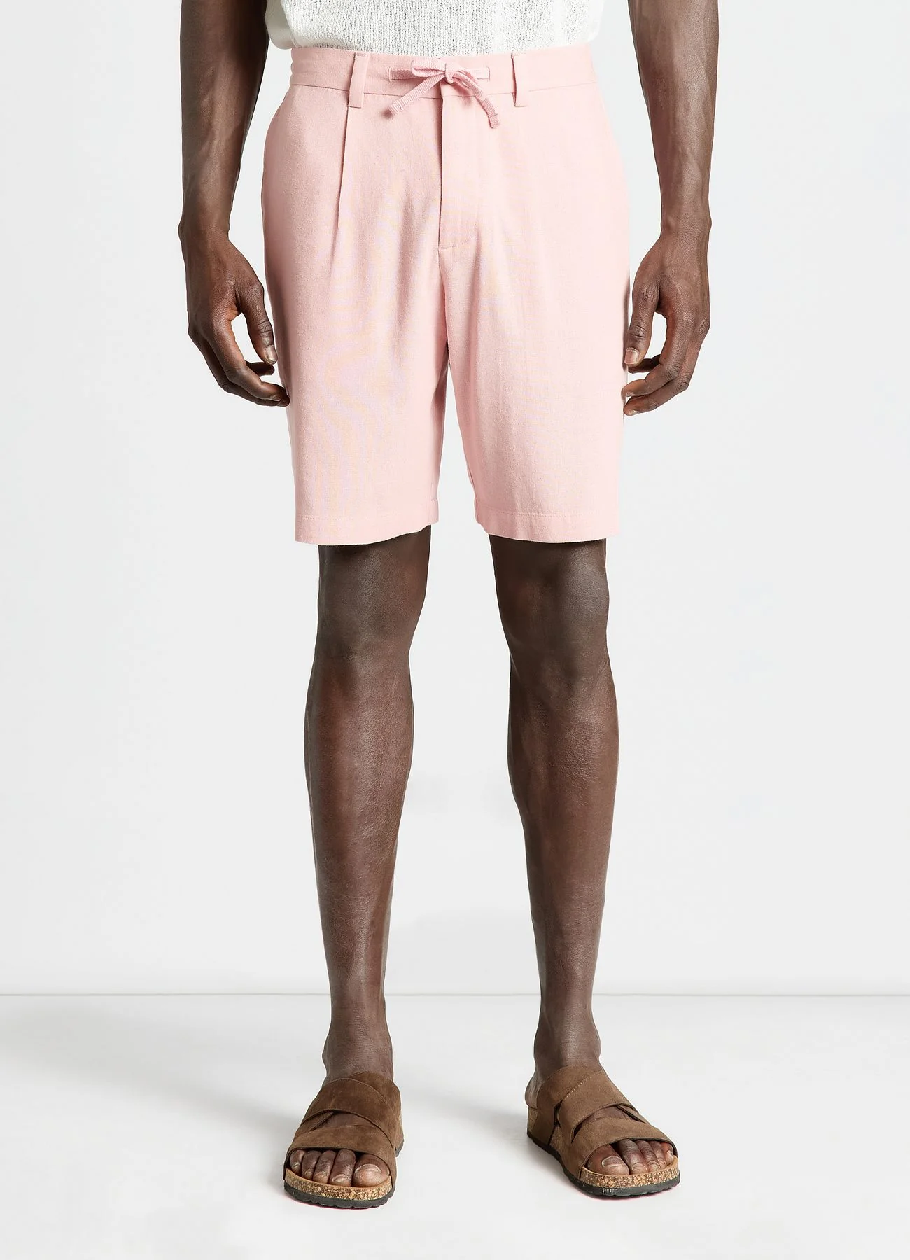 Pantaloncini bermuda con coulisse in misto lino