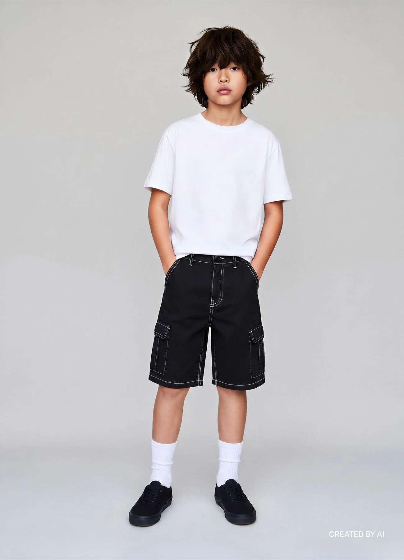 Pantaloncini cargo con impunture a contrasto - Image 4