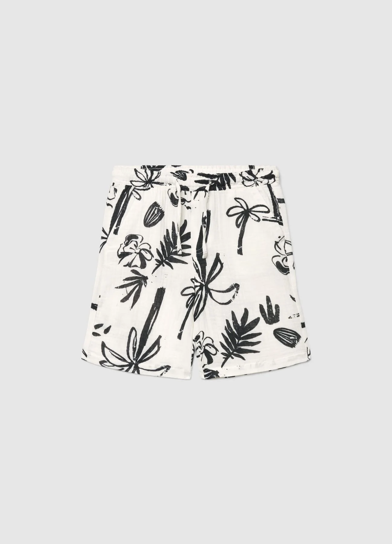 Pantaloncini con stampa tropicale e coulisse