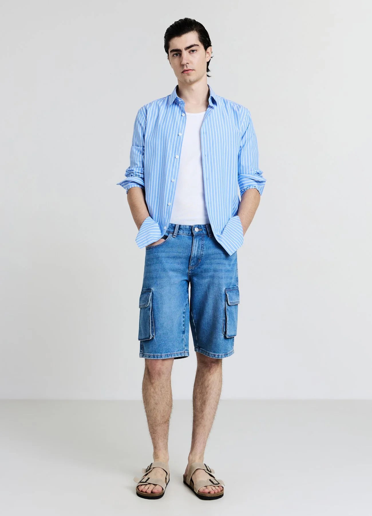 Pantaloncini denim cargo - Image 3