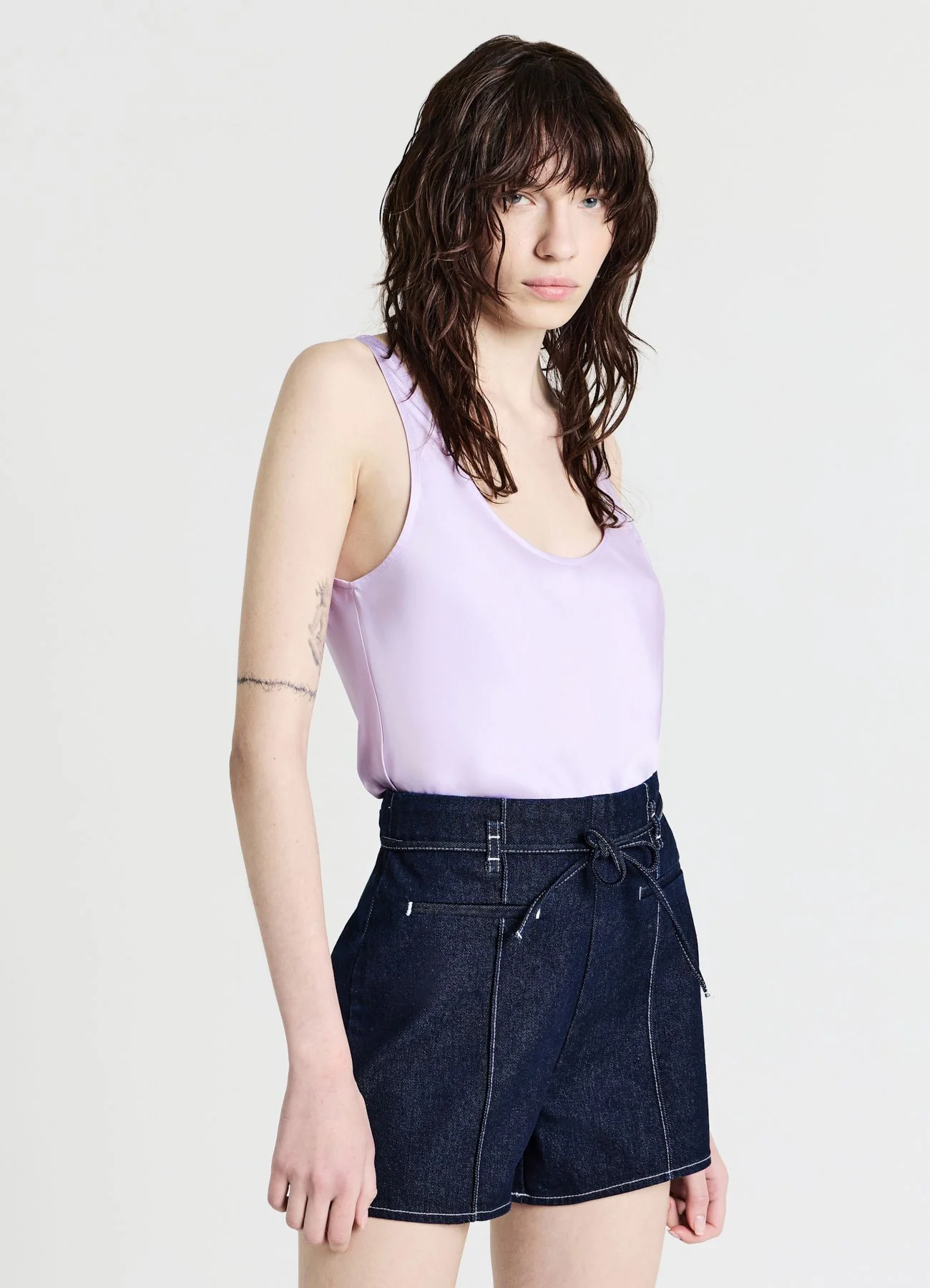 Pantaloncini denim cuciture a contrasto - Image 3