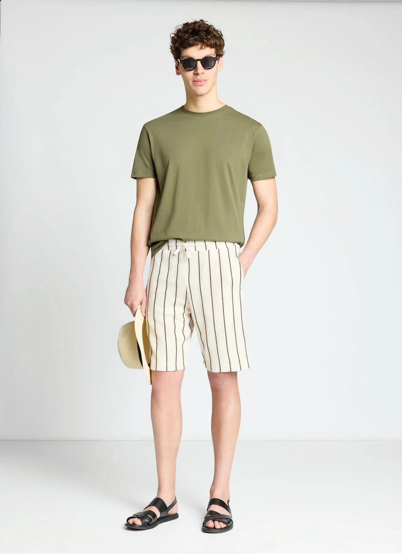 Pantaloncini ginnici a righe con coulisse