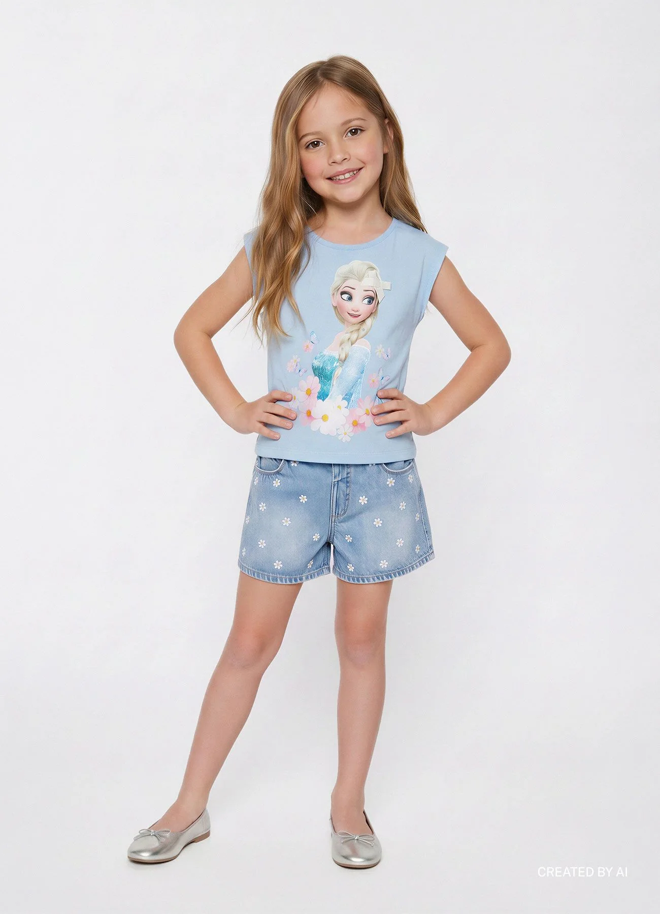 Pantaloncini in jeans con ricami floreali - Image 4