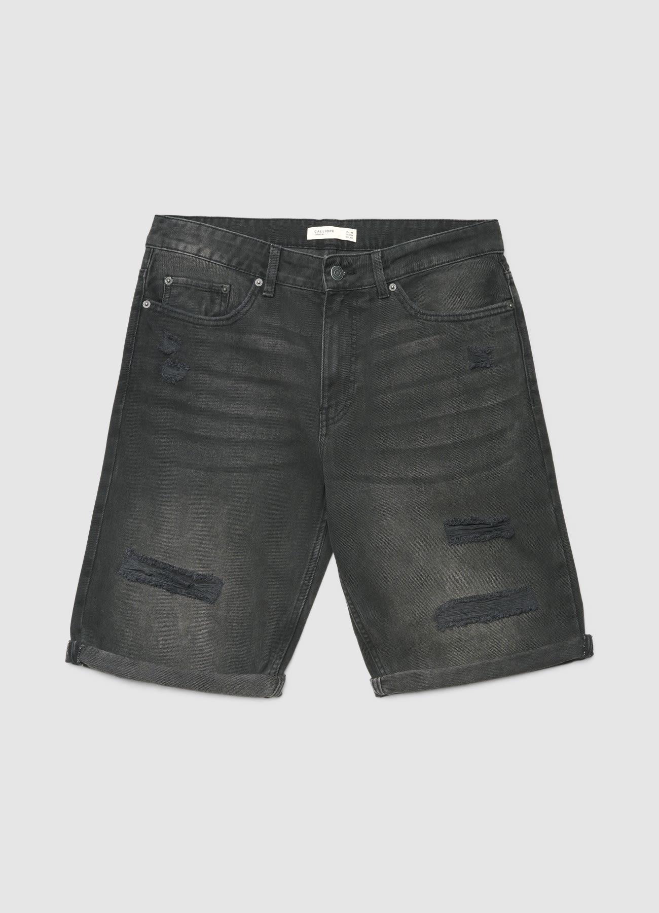 Pantaloncini jeans con strappi e risvolto - Image 4