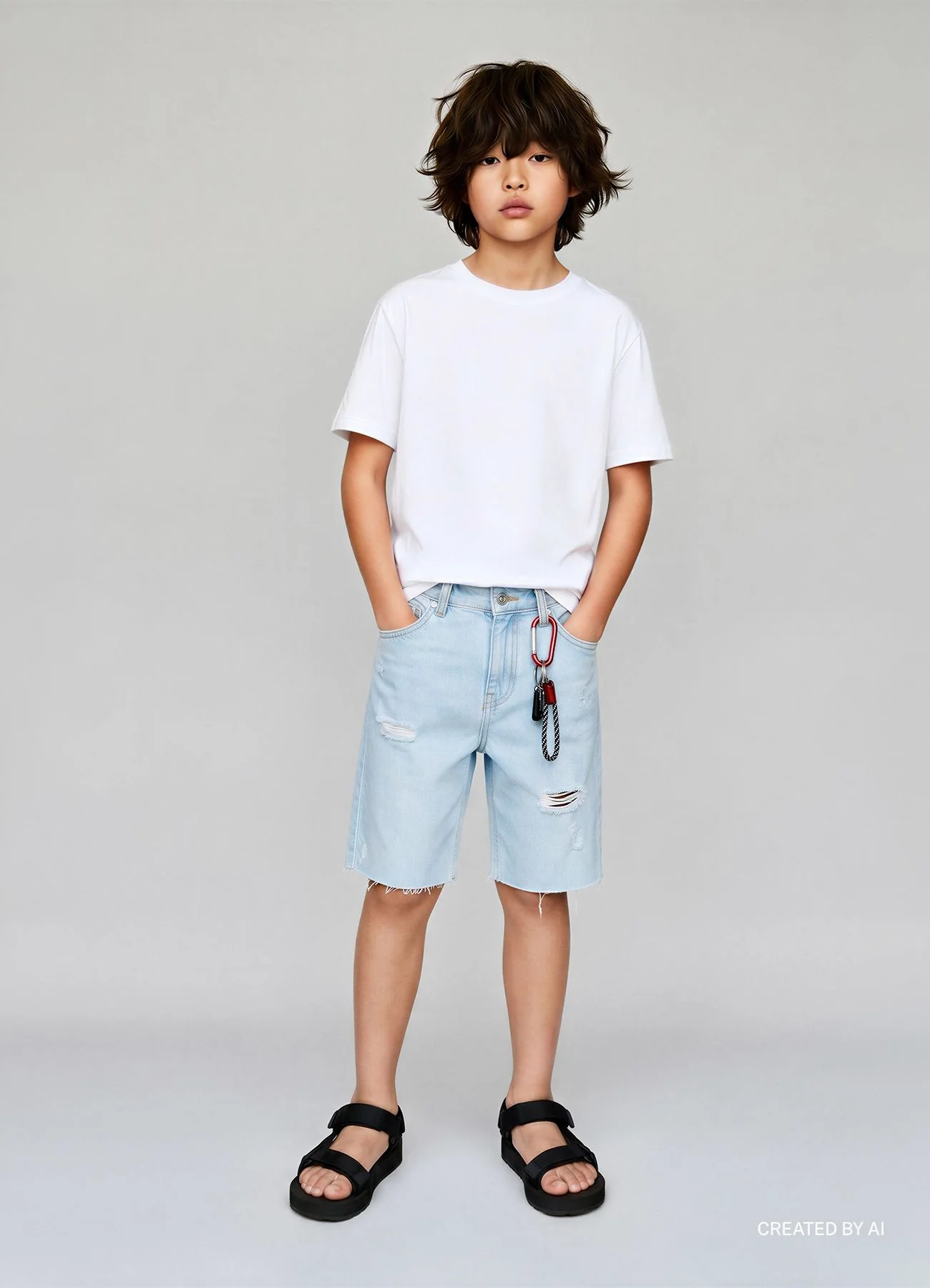 Pantaloncini jeans con strappi - Image 4