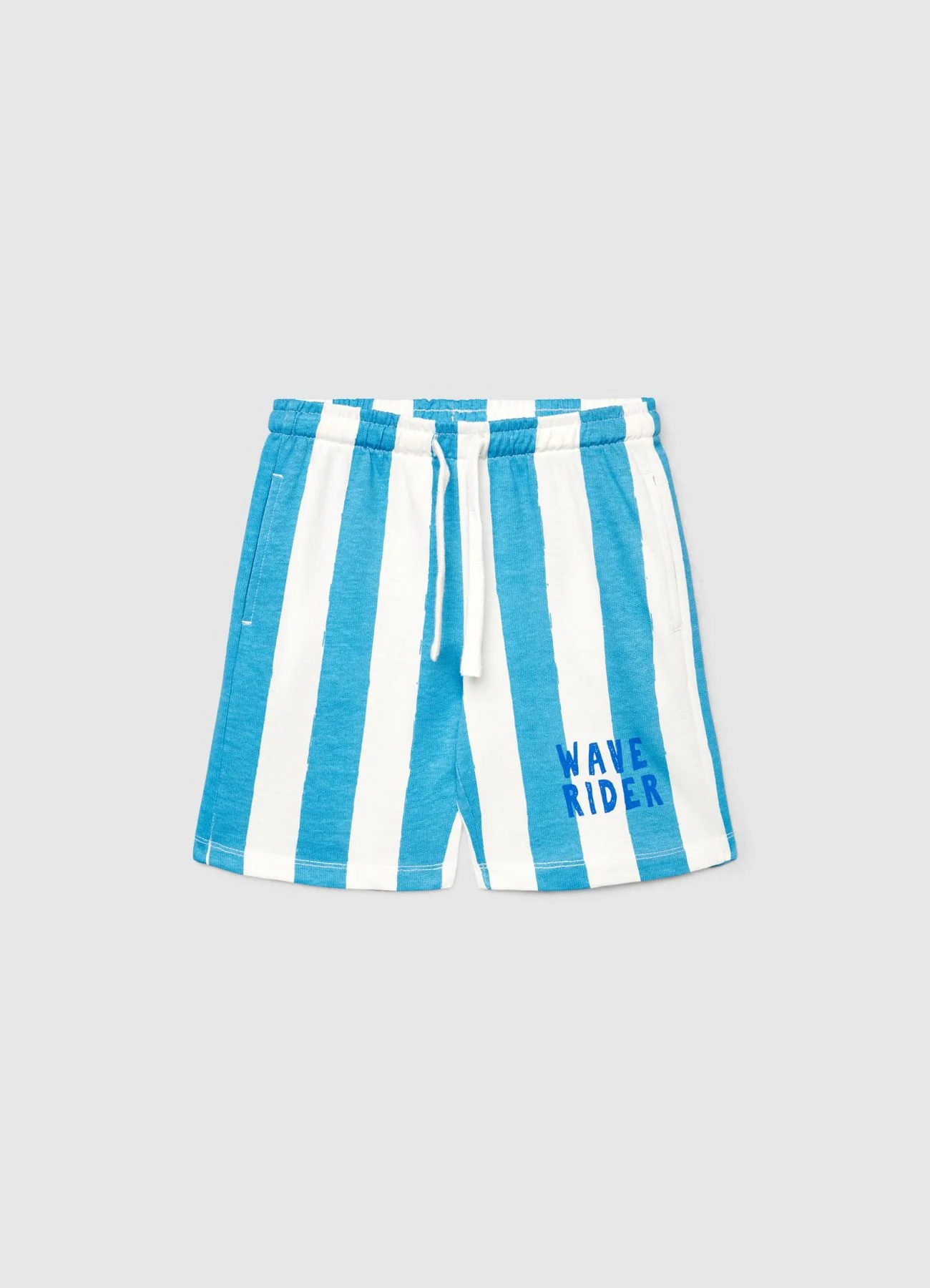 Pantaloncini over a righe con coulisse e scritta - Image 3