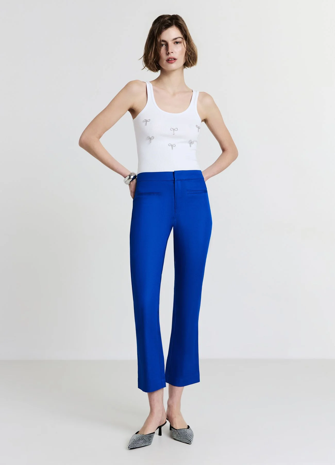 Pantalone cropped flare in rasatello - Image 2