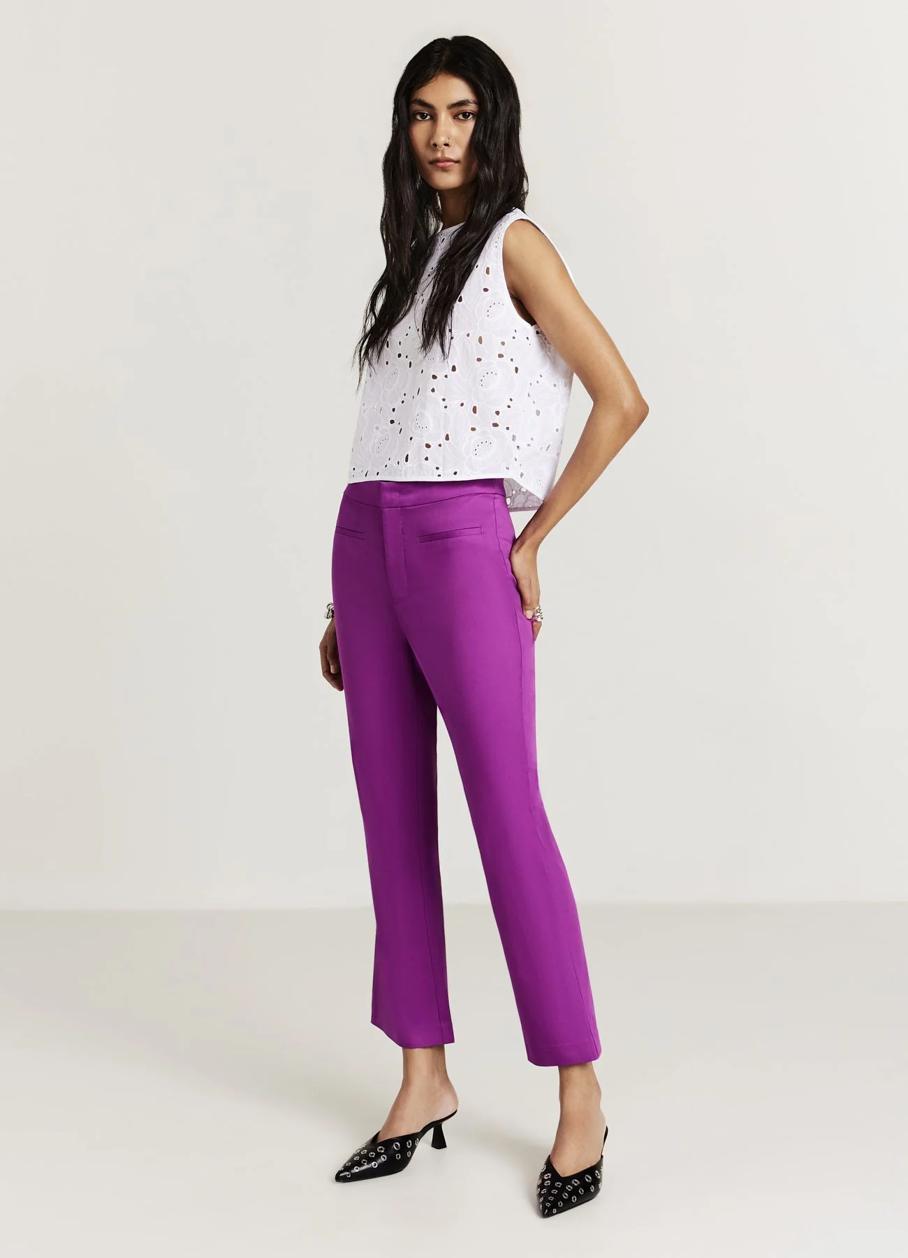 Pantalone cropped flare in rasatello - Image 2