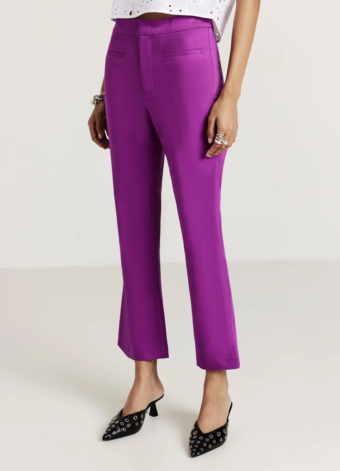 Pantalone cropped flare in rasatello - Image 3