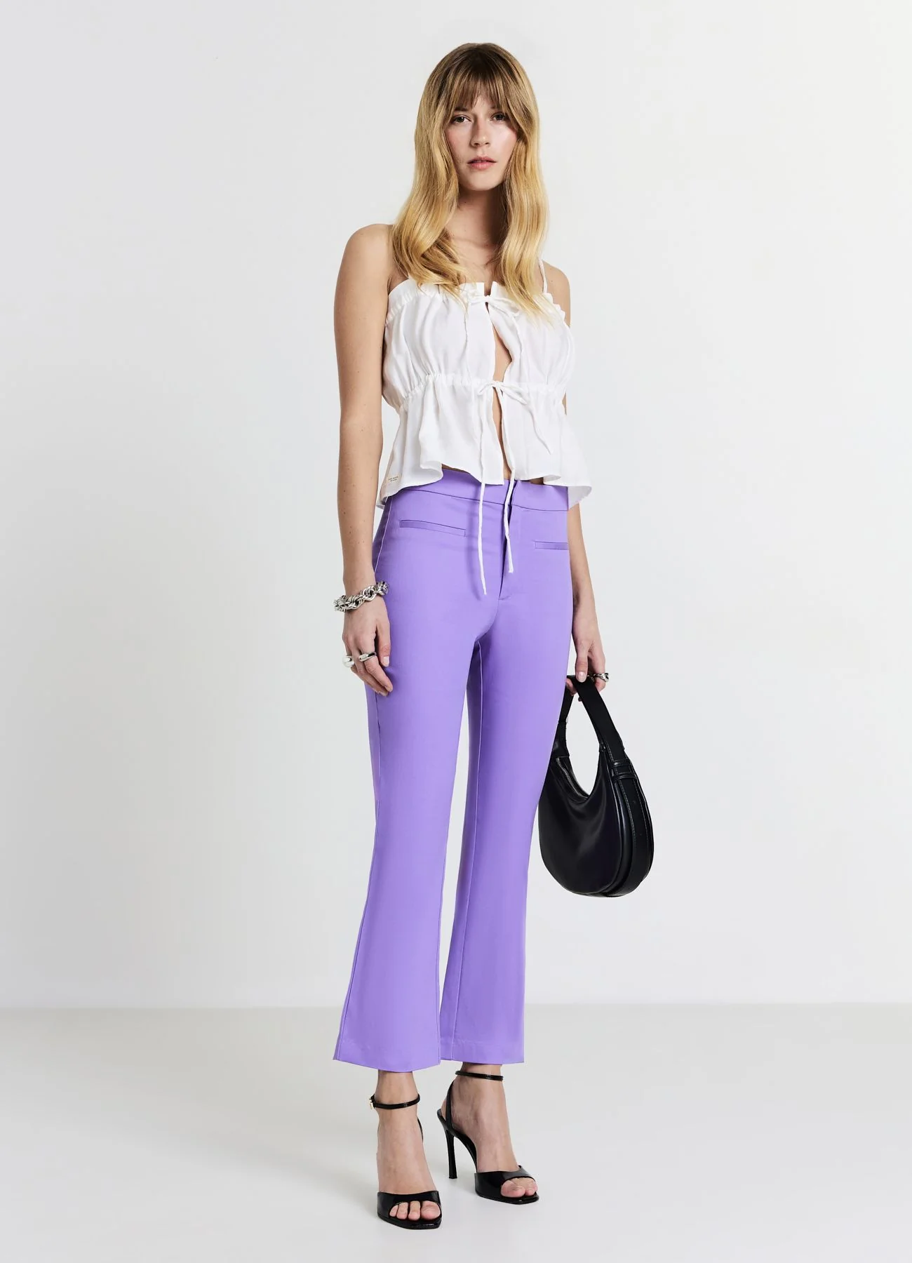 Pantalone cropped flare in rasatello - Image 2