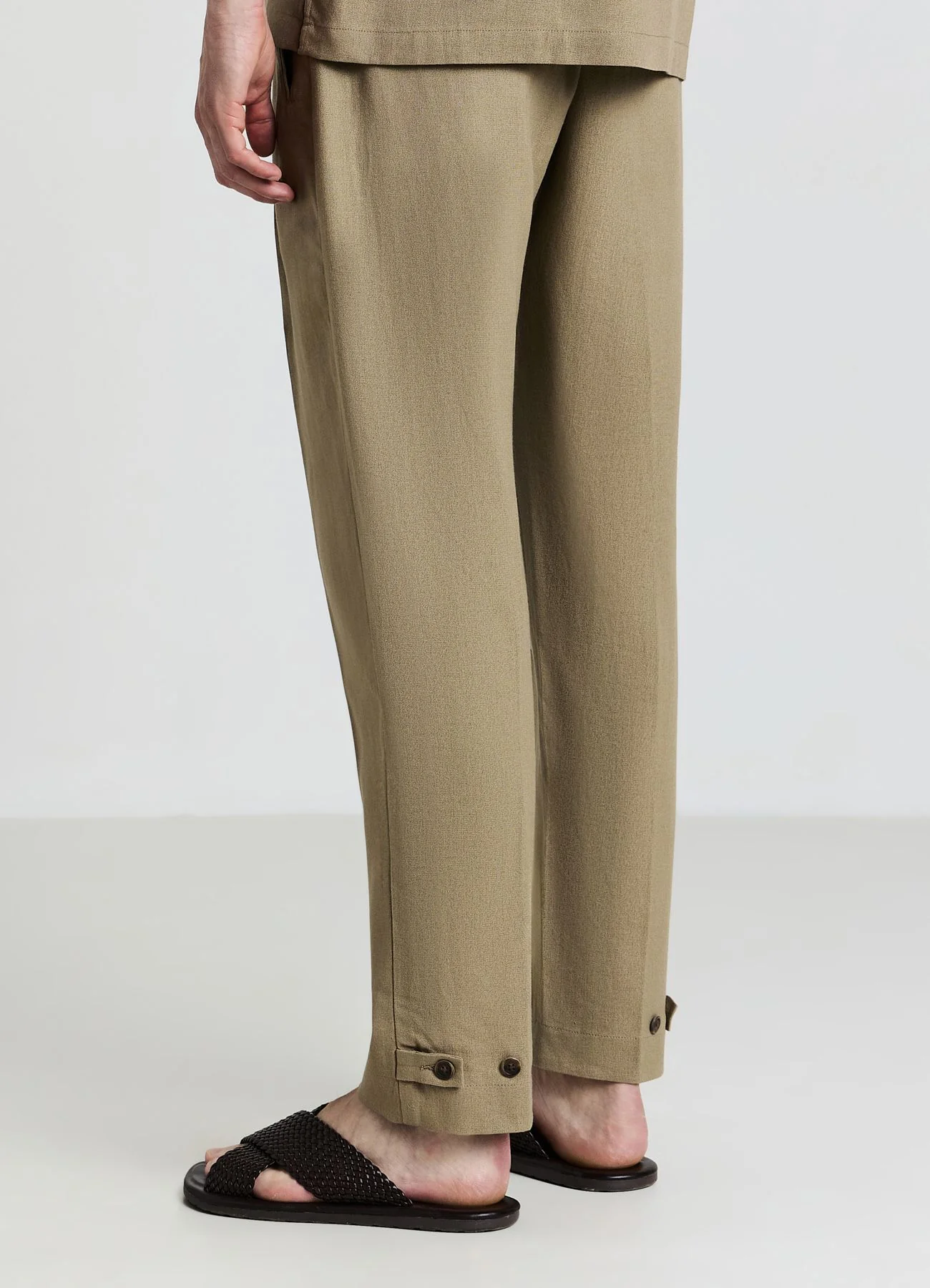 Pantalone misto lino con cintura - Image 3