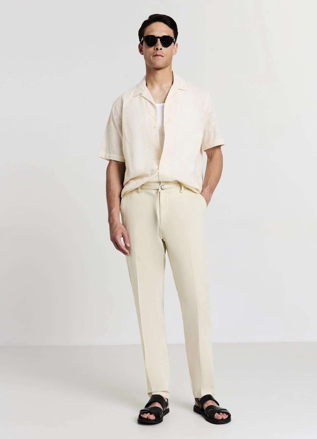 Pantalone misto lino fusciacca