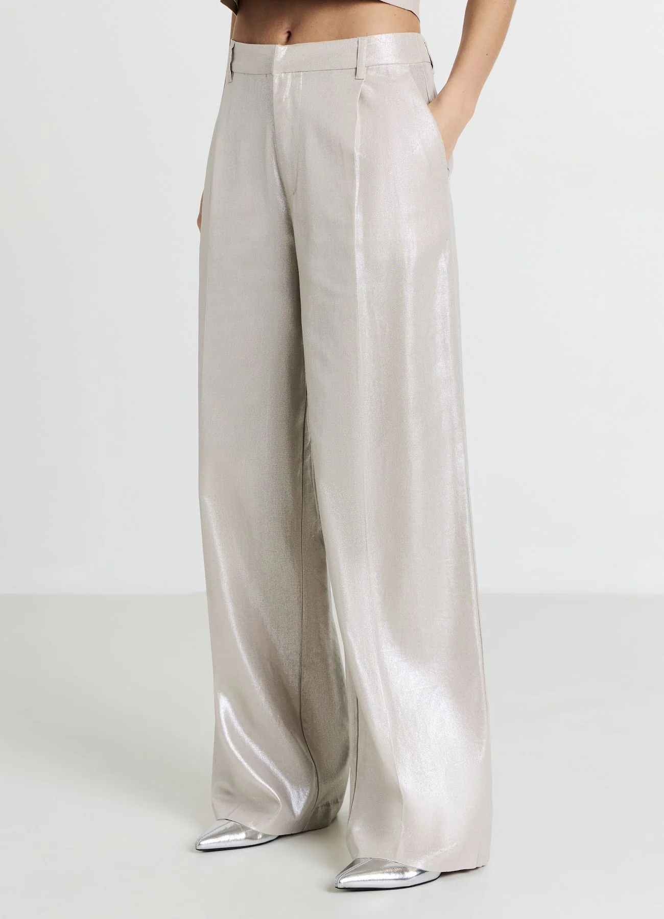 Pantalone palazzo tessuto spalmato - Image 2