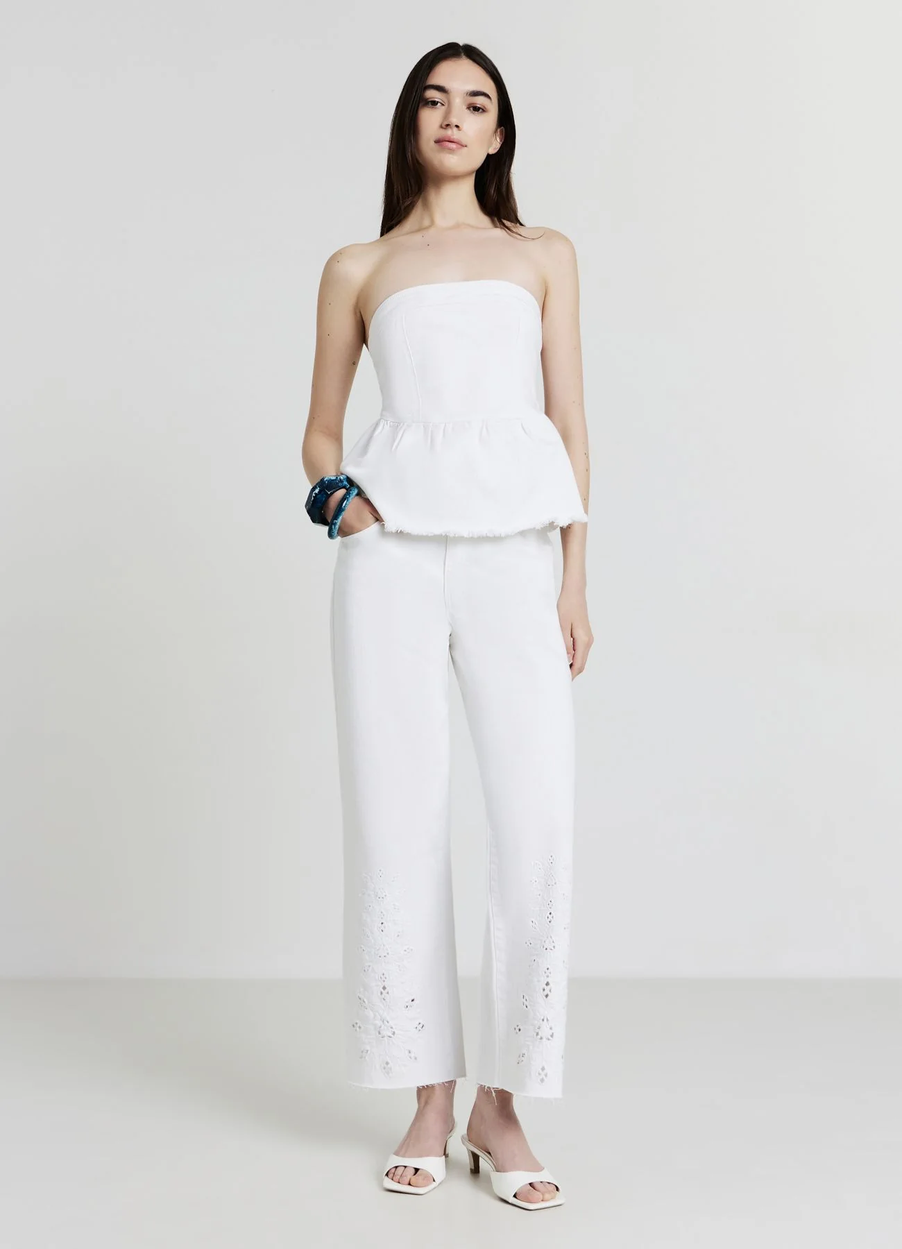 Pantalone straight con ricami - Image 2