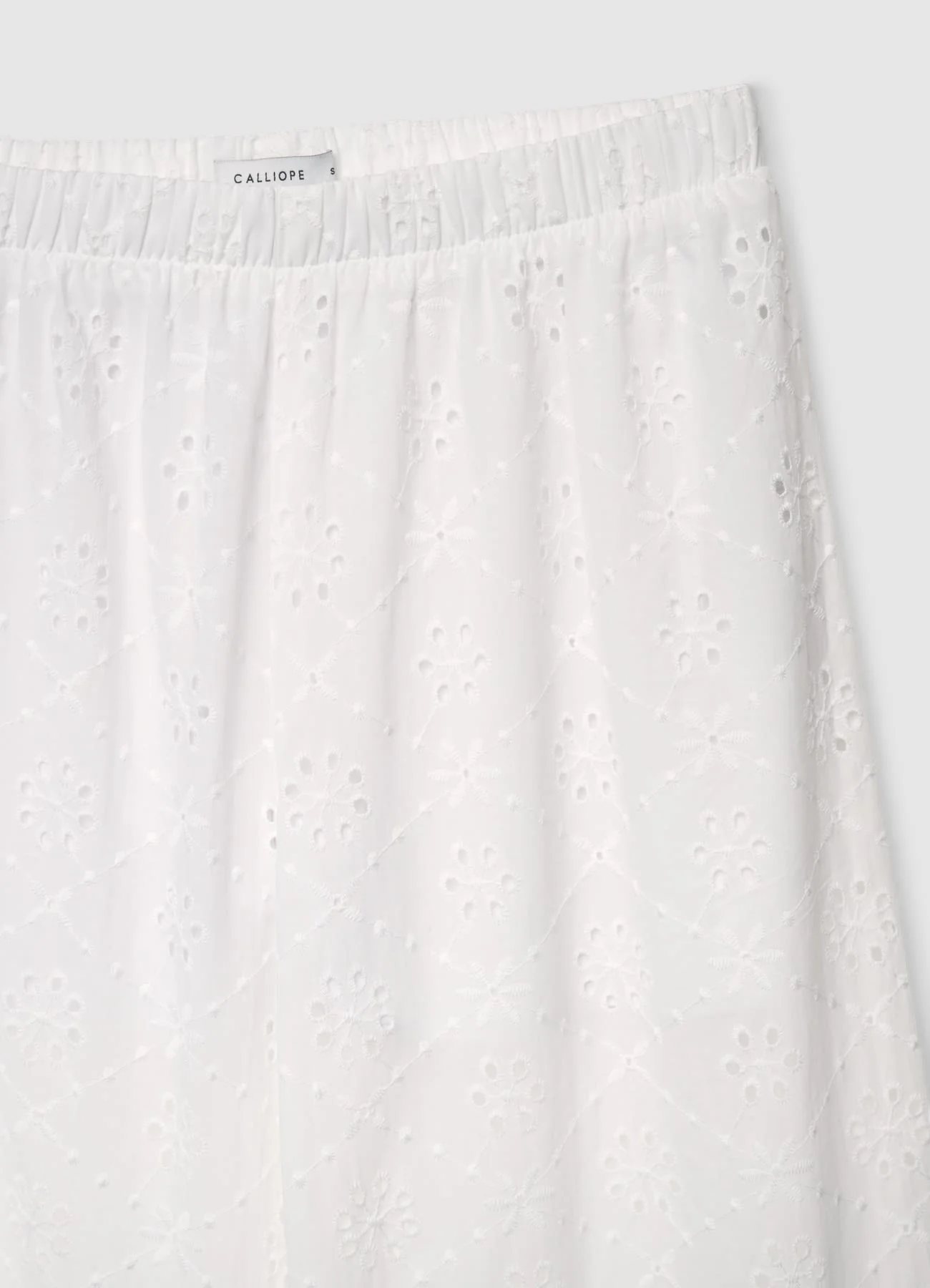 Pantaloni a gamba ampia in sangallo con vita elasticizzata - Image 6