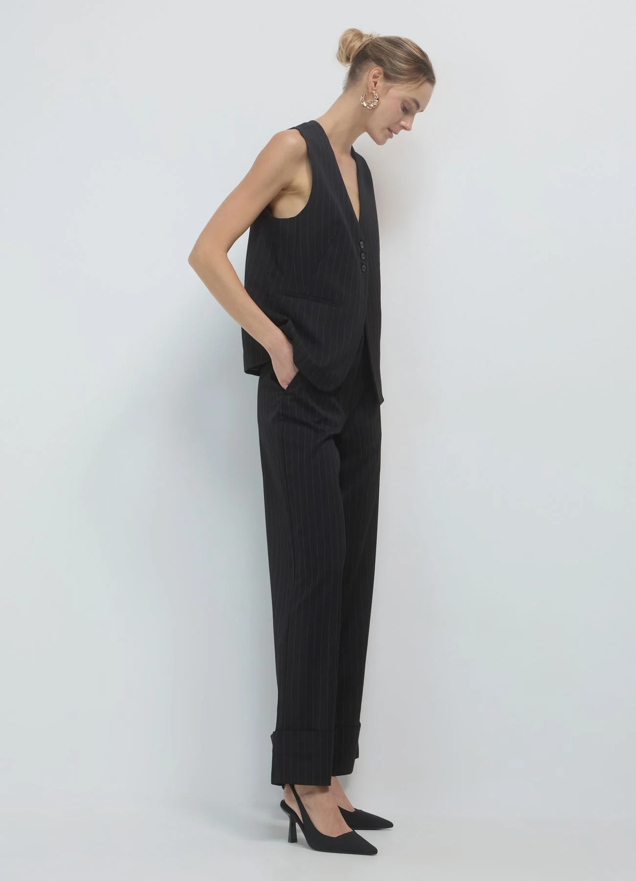 Pantaloni a palazzo gessati - Image 3