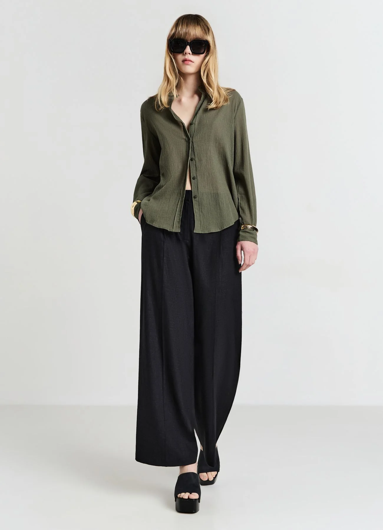 Pantaloni a palazzo misto lino - Image 3