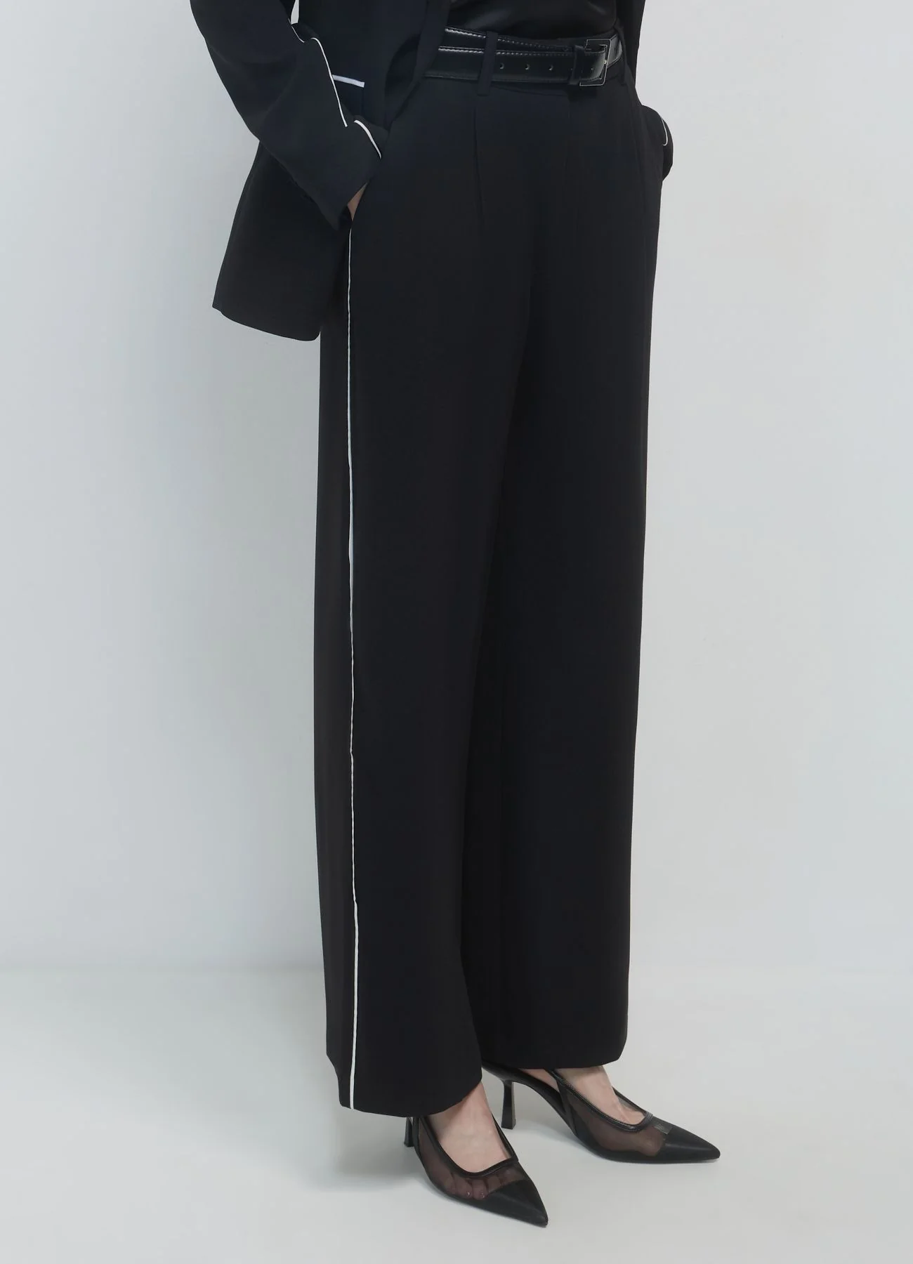 Pantaloni a palazzo piping a contrasto - Image 3