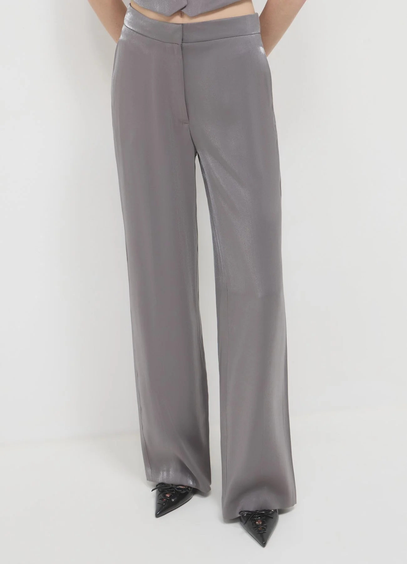 Pantaloni a palazzo tessuto cangiante
