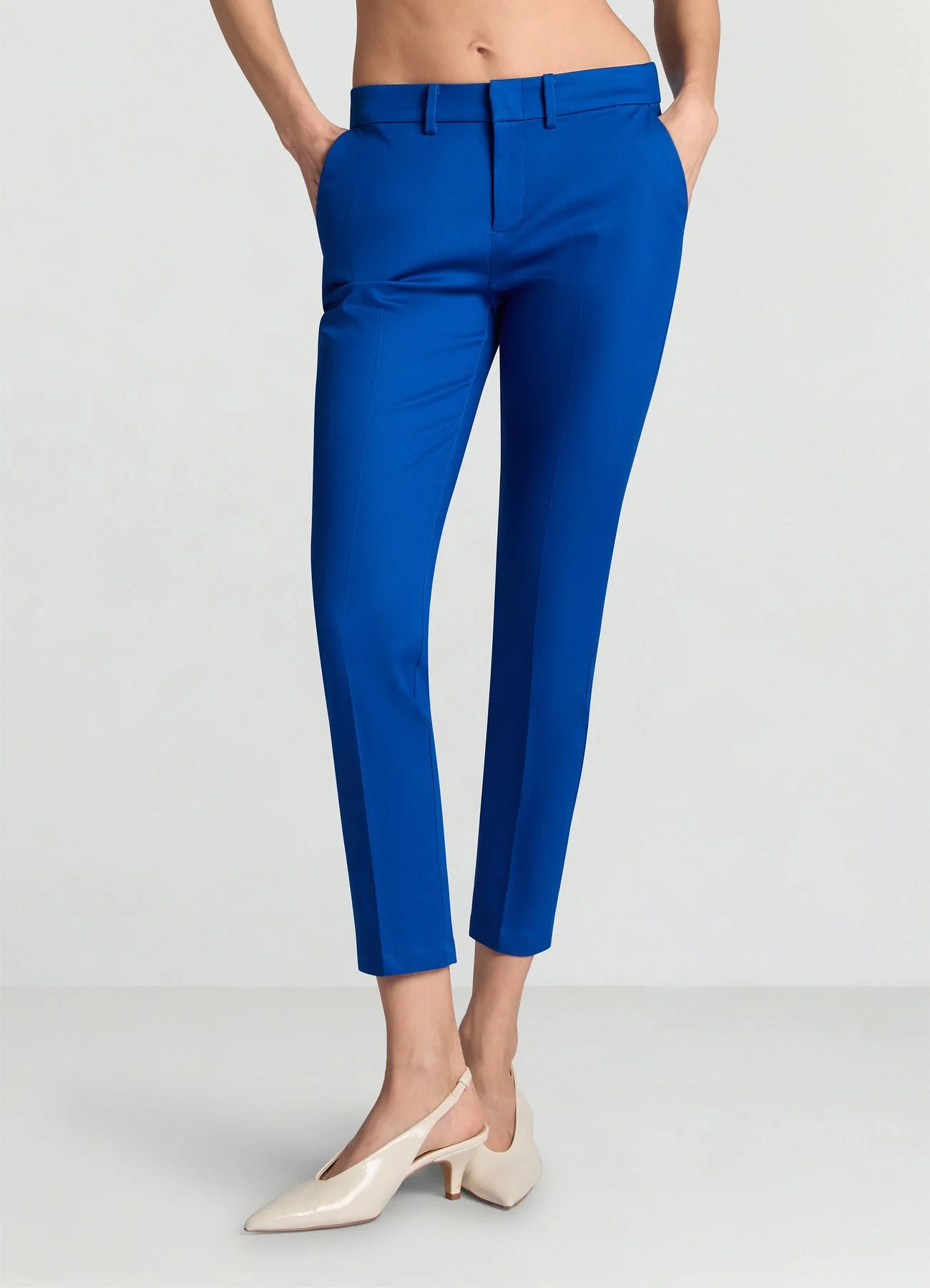 Pantaloni a sigaretta in rasatello di cotone