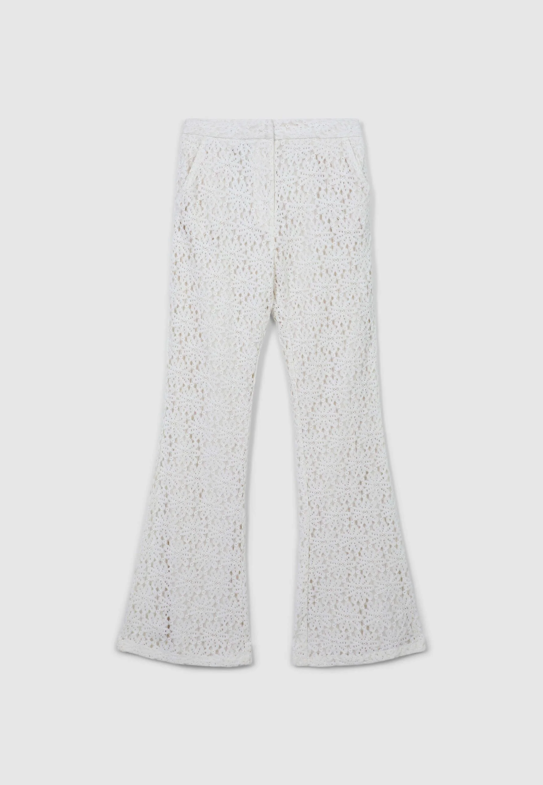 Pantaloni a zampa tessuto macramè - Image 4
