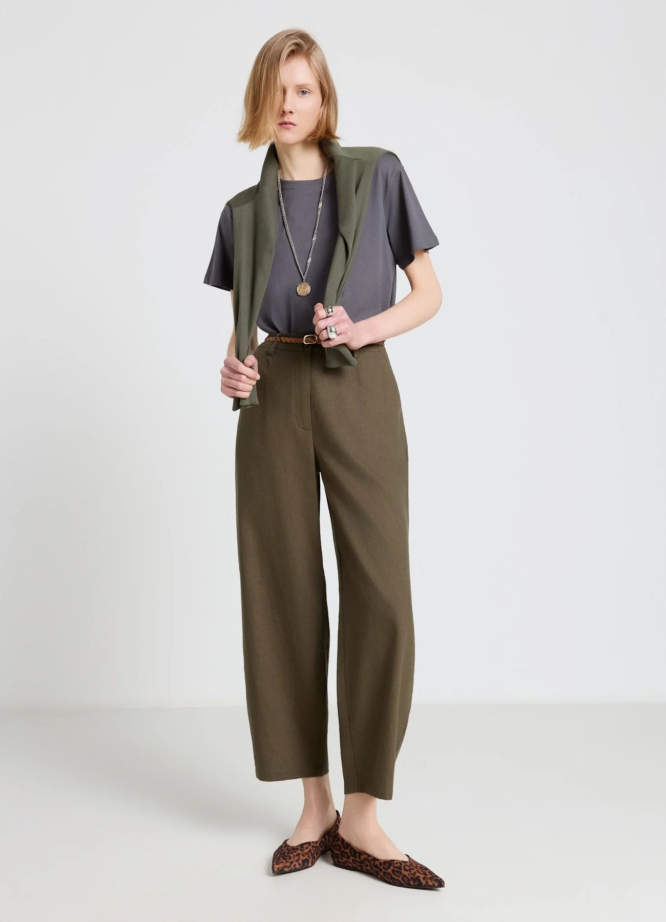 Pantaloni balloon con cintura intrecciata