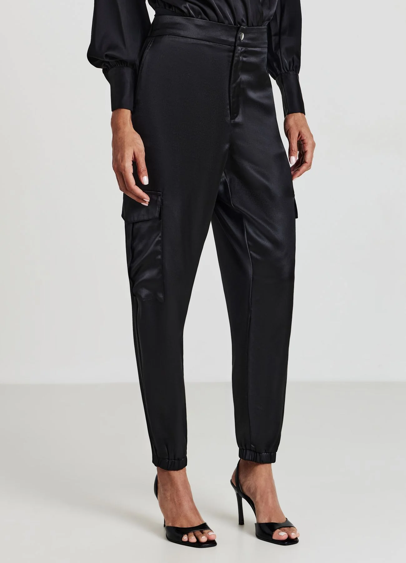 Pantaloni cargo similsatin - Image 3