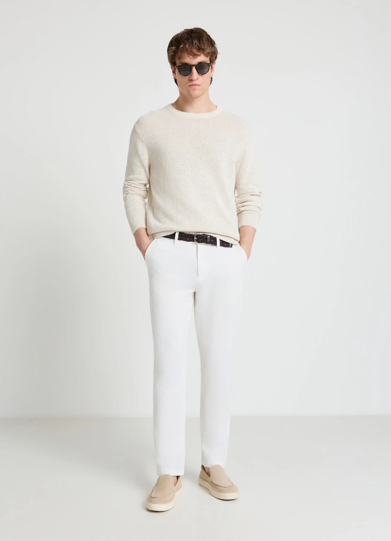 Pantaloni chino misto lino