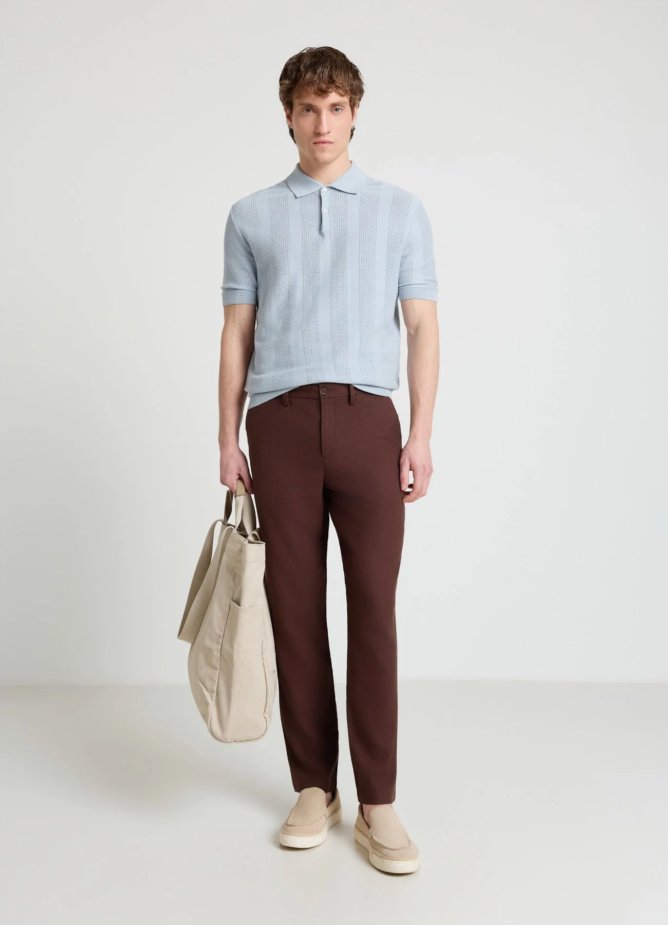 Pantaloni chino misto lino