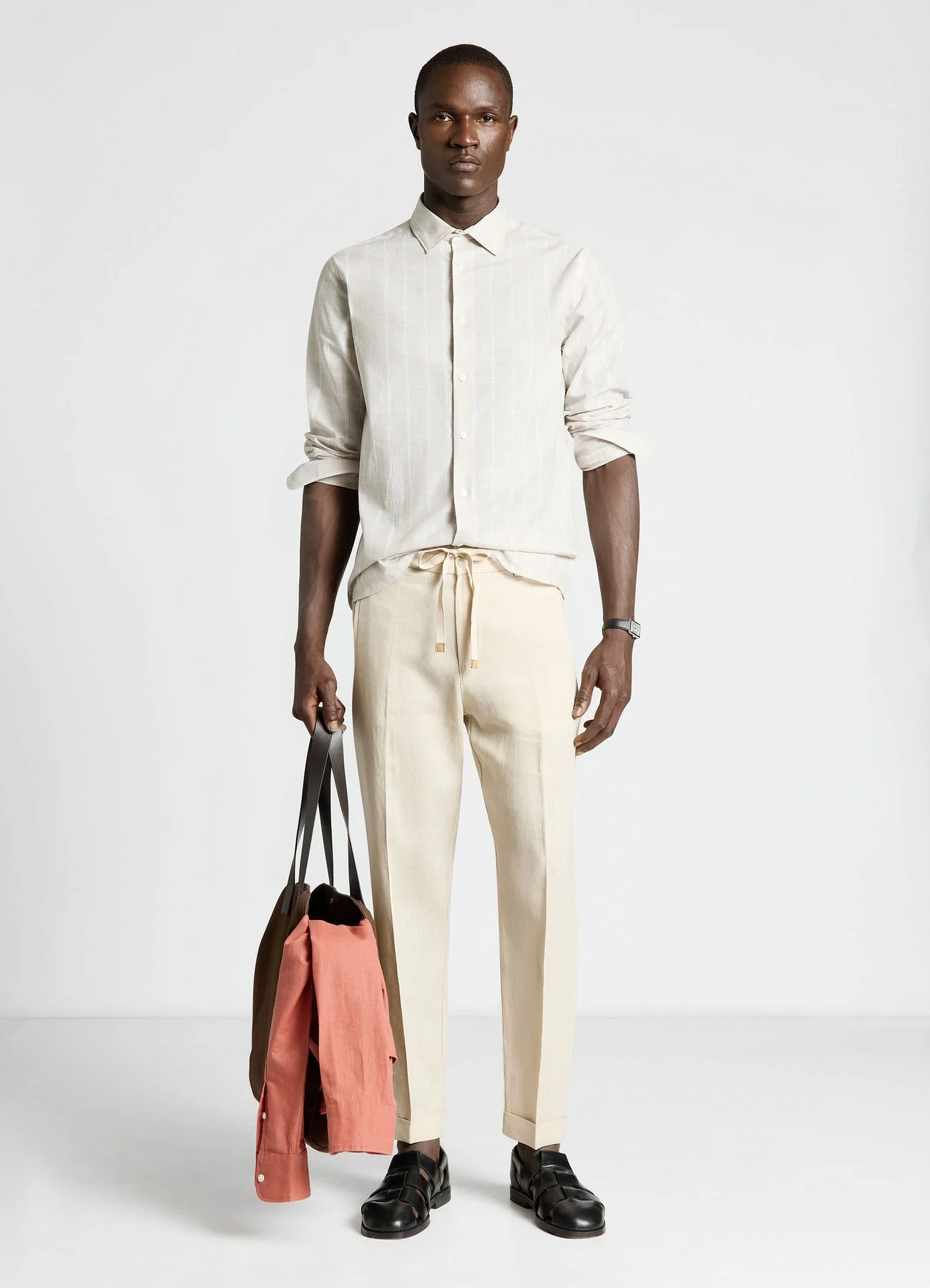 Pantaloni con coulisse in lino