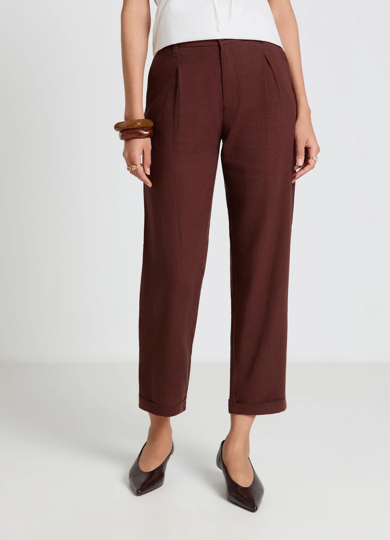 Pantaloni con pince in misto lino - Image 3