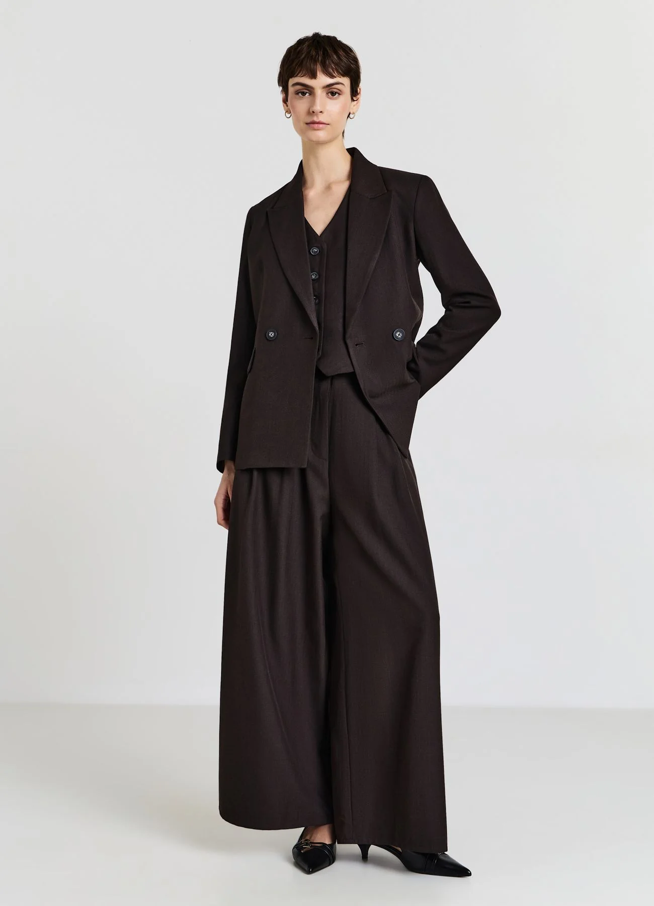 Pantaloni crop wide spinato - Image 2