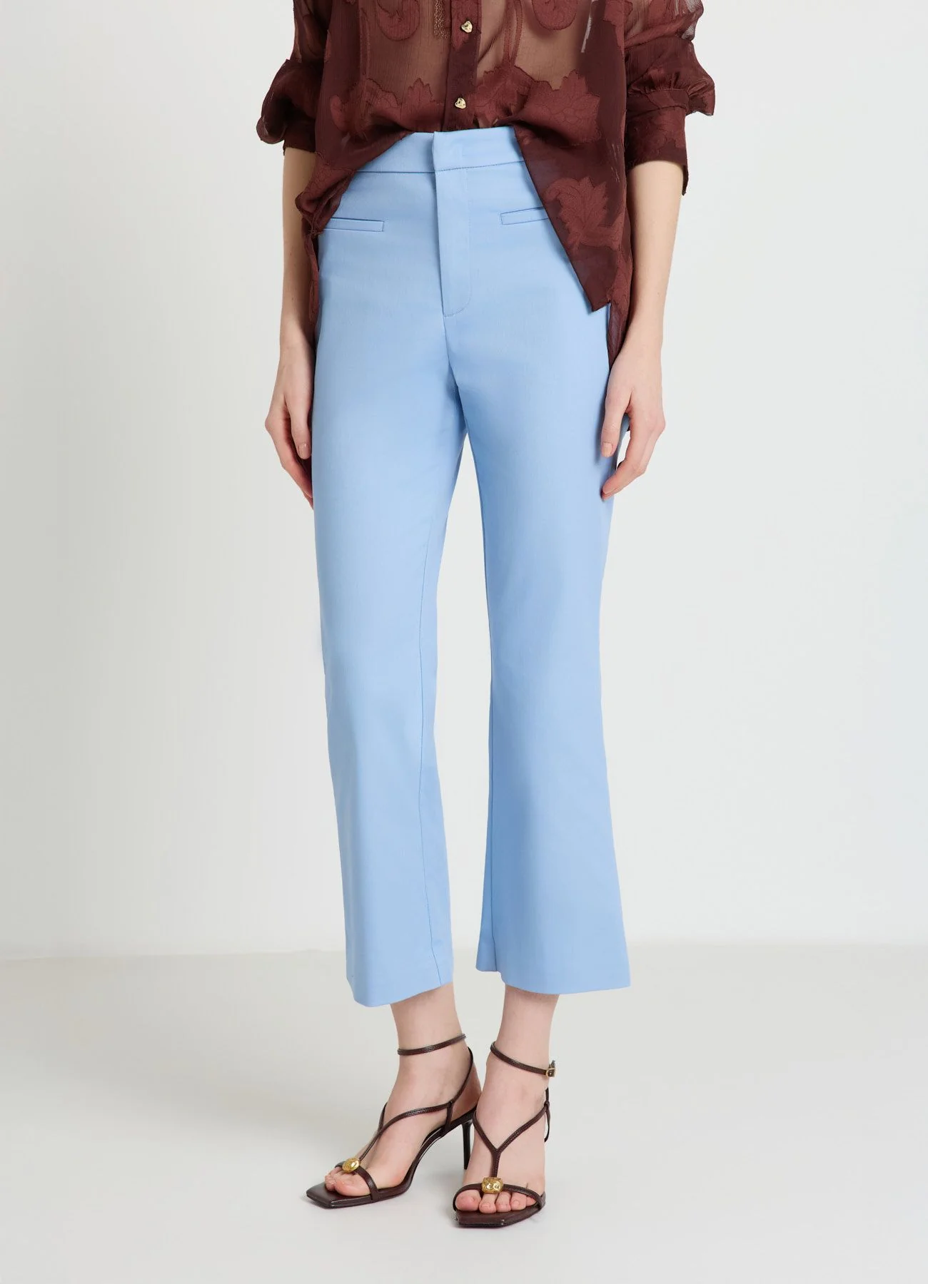 Pantaloni cropped flare tinta unita - Image 3