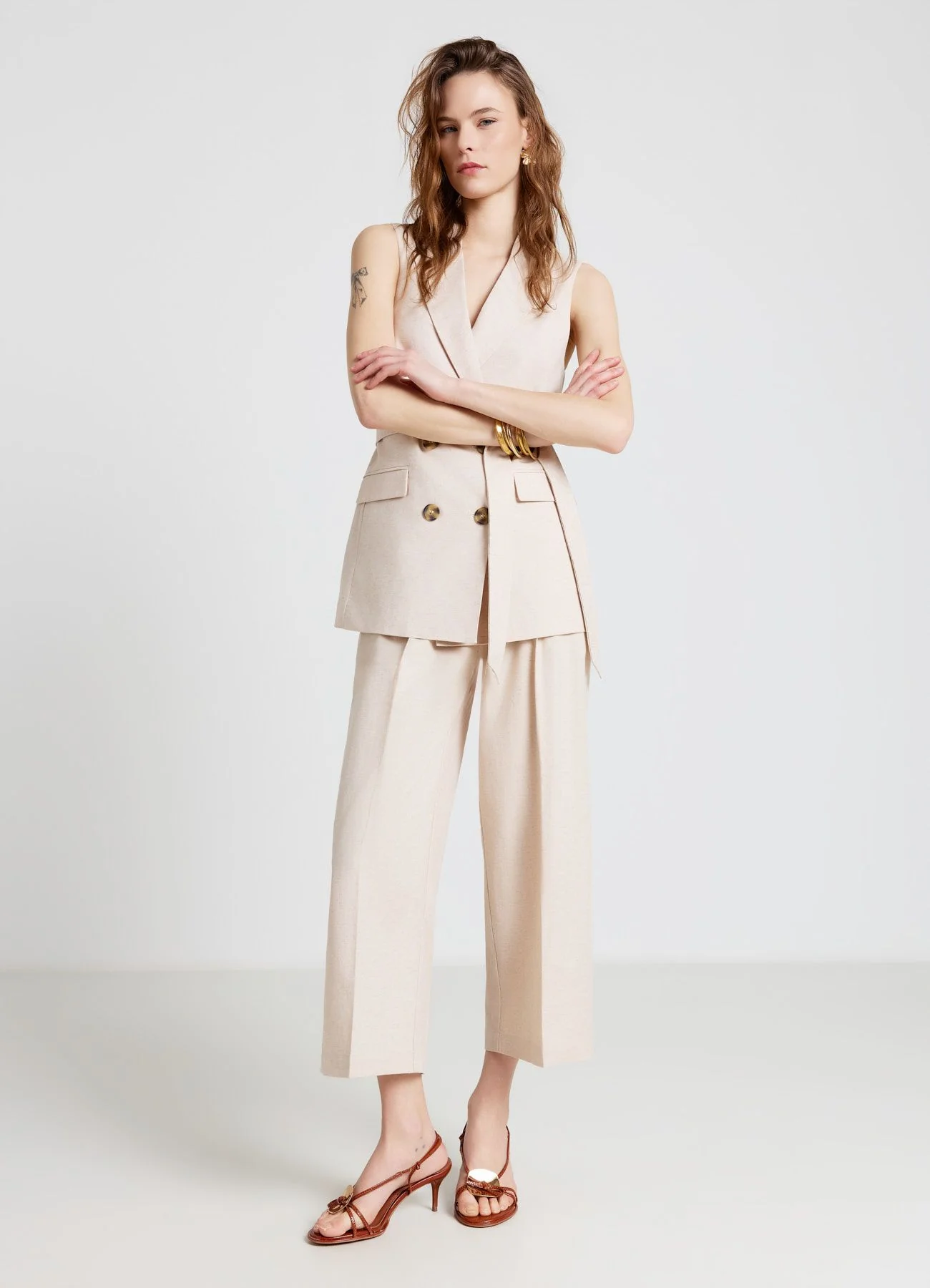 Pantaloni culotte con pinces