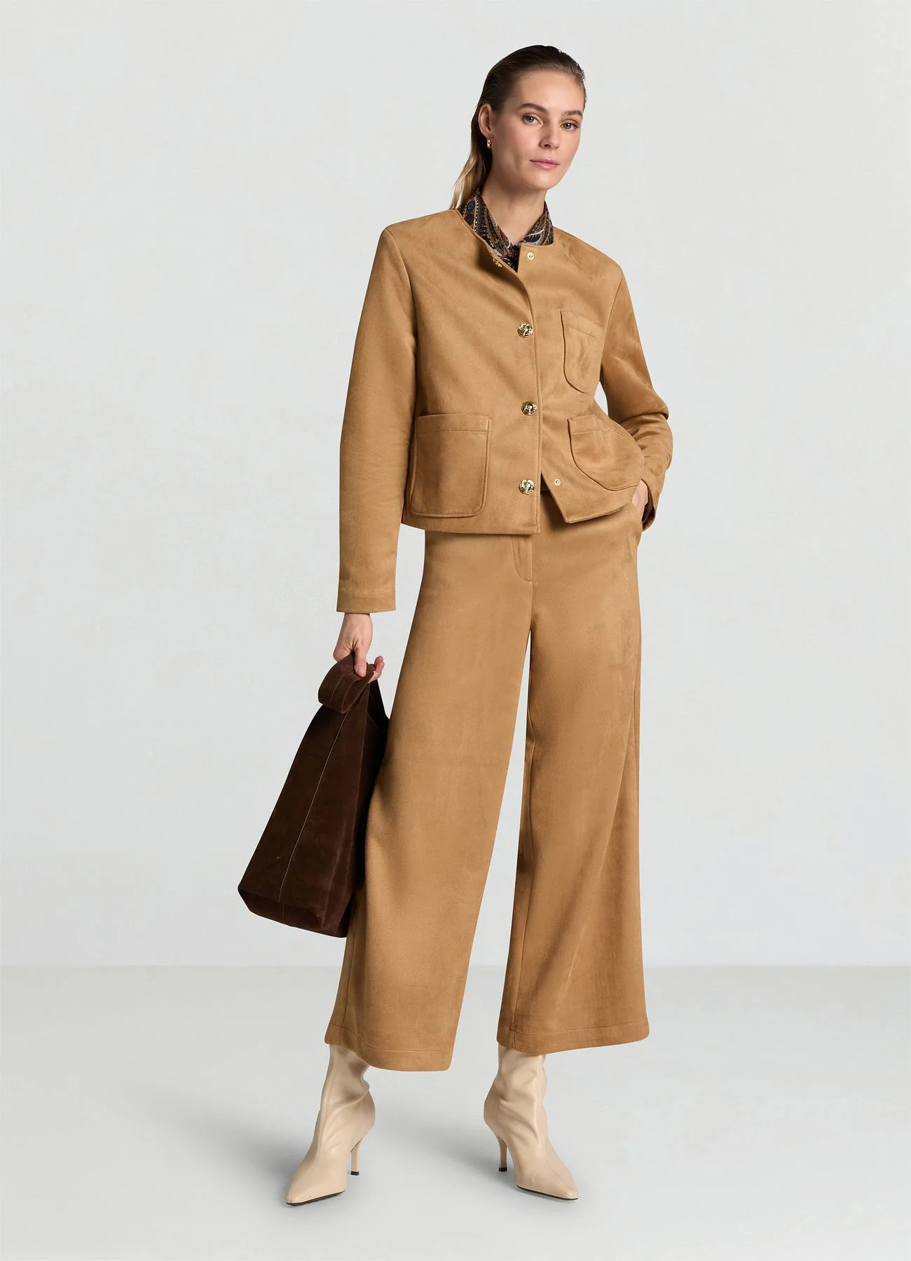 Pantaloni culotte effetto scamosciato - Image 2
