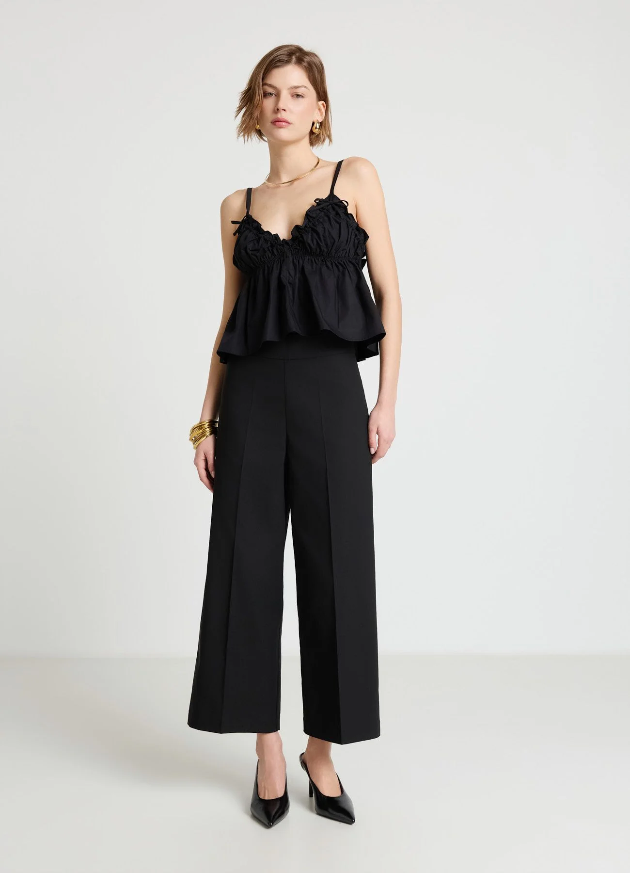 Pantaloni culotte in cotone rasatello - Image 2