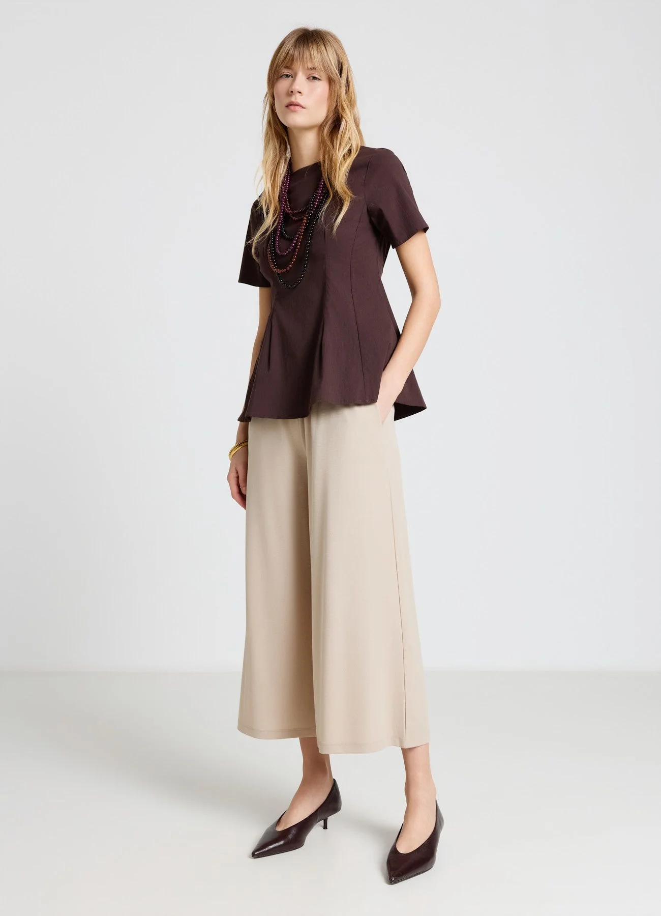 Pantaloni ginnici crop tinta unita
