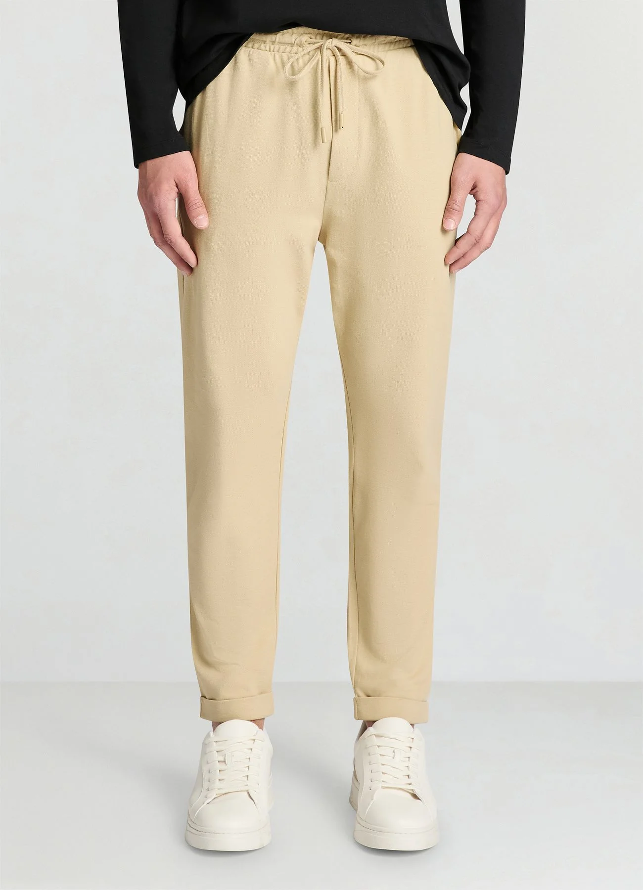 Pantaloni ginnici tessuto piquet tinta unita