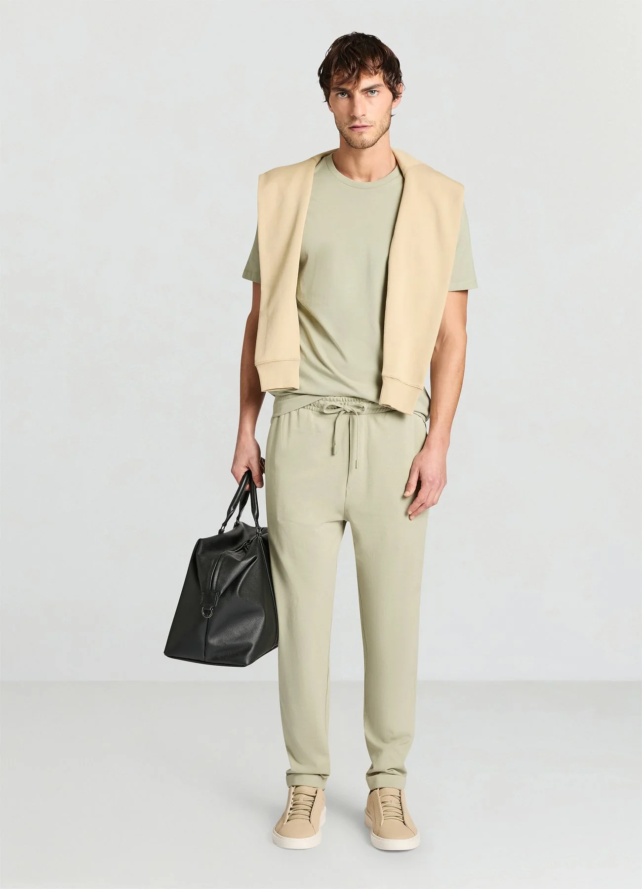 Pantaloni ginnici tessuto piquet tinta unita