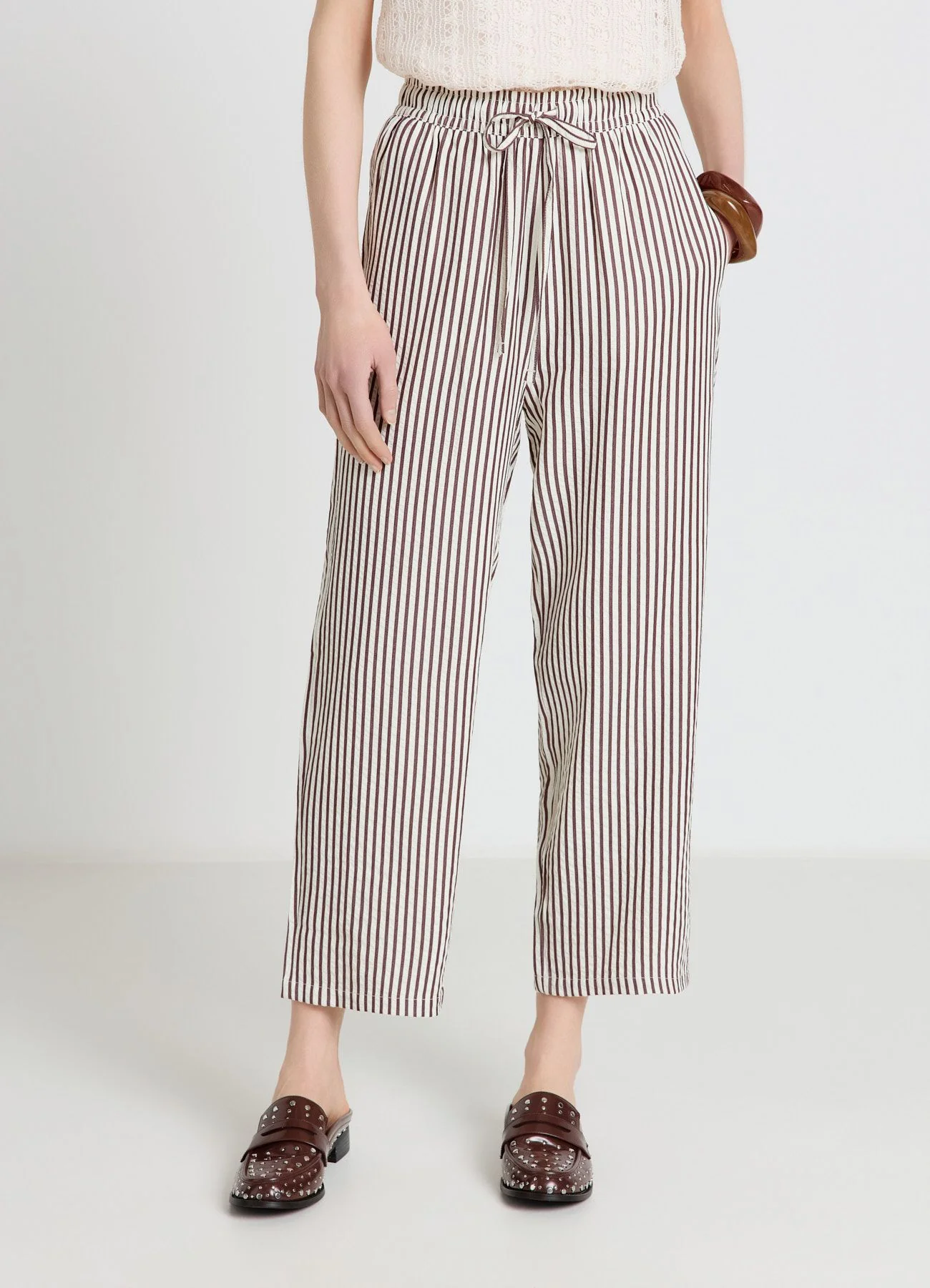 Pantaloni jogger a righe con coulisse - Image 2