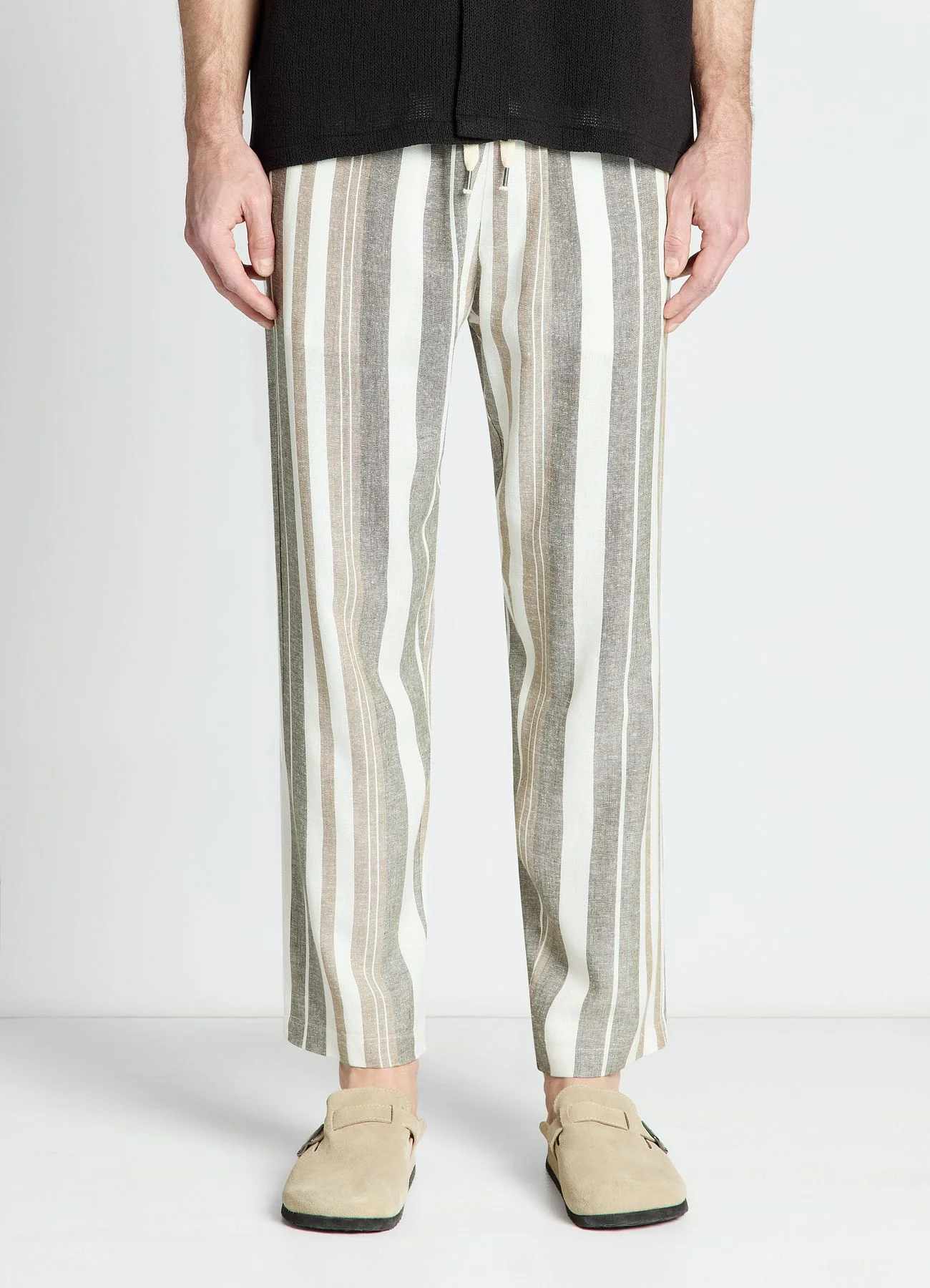 Pantaloni jogger a righe misto lino - Image 2