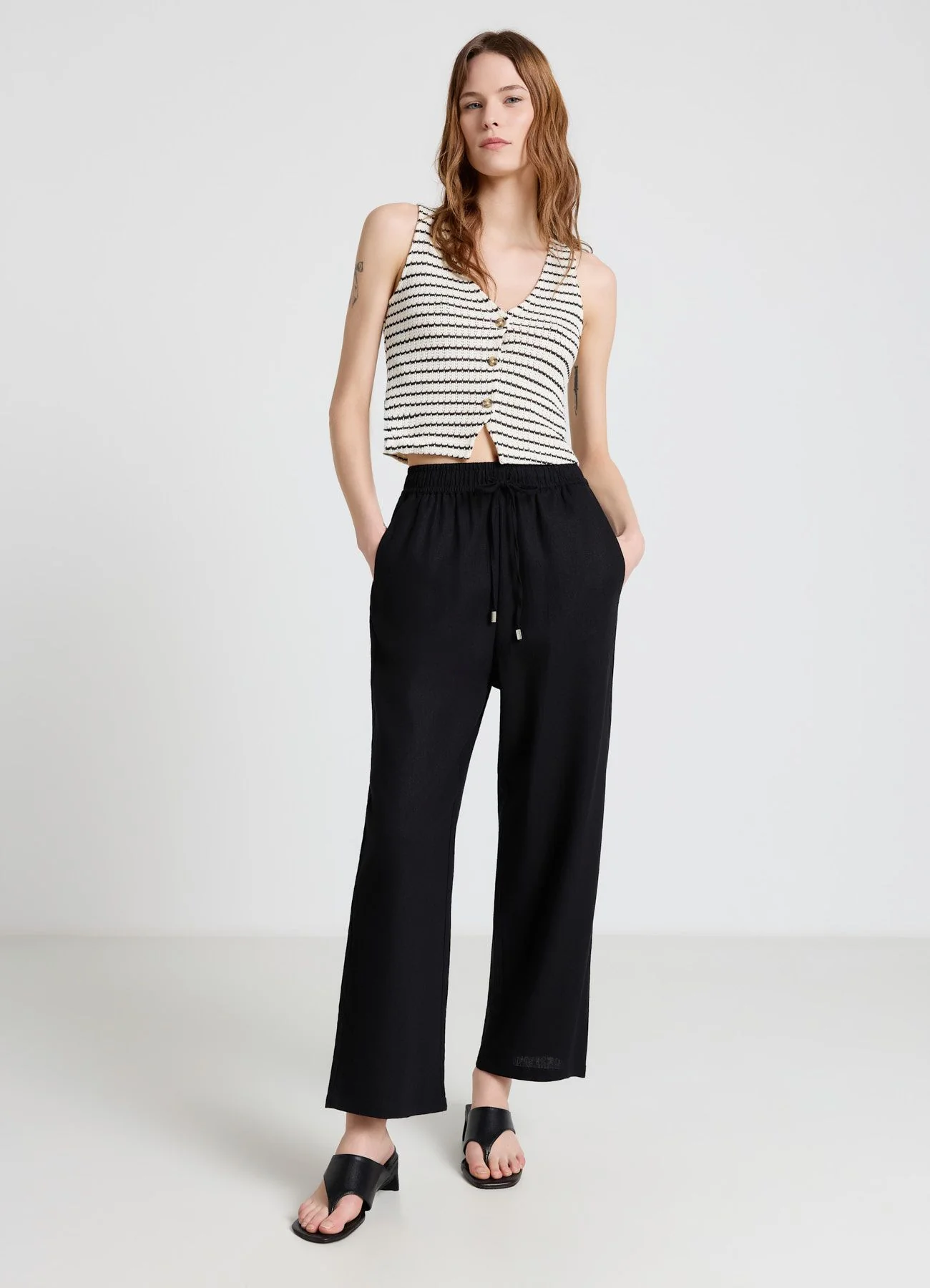 Pantaloni jogger in lino