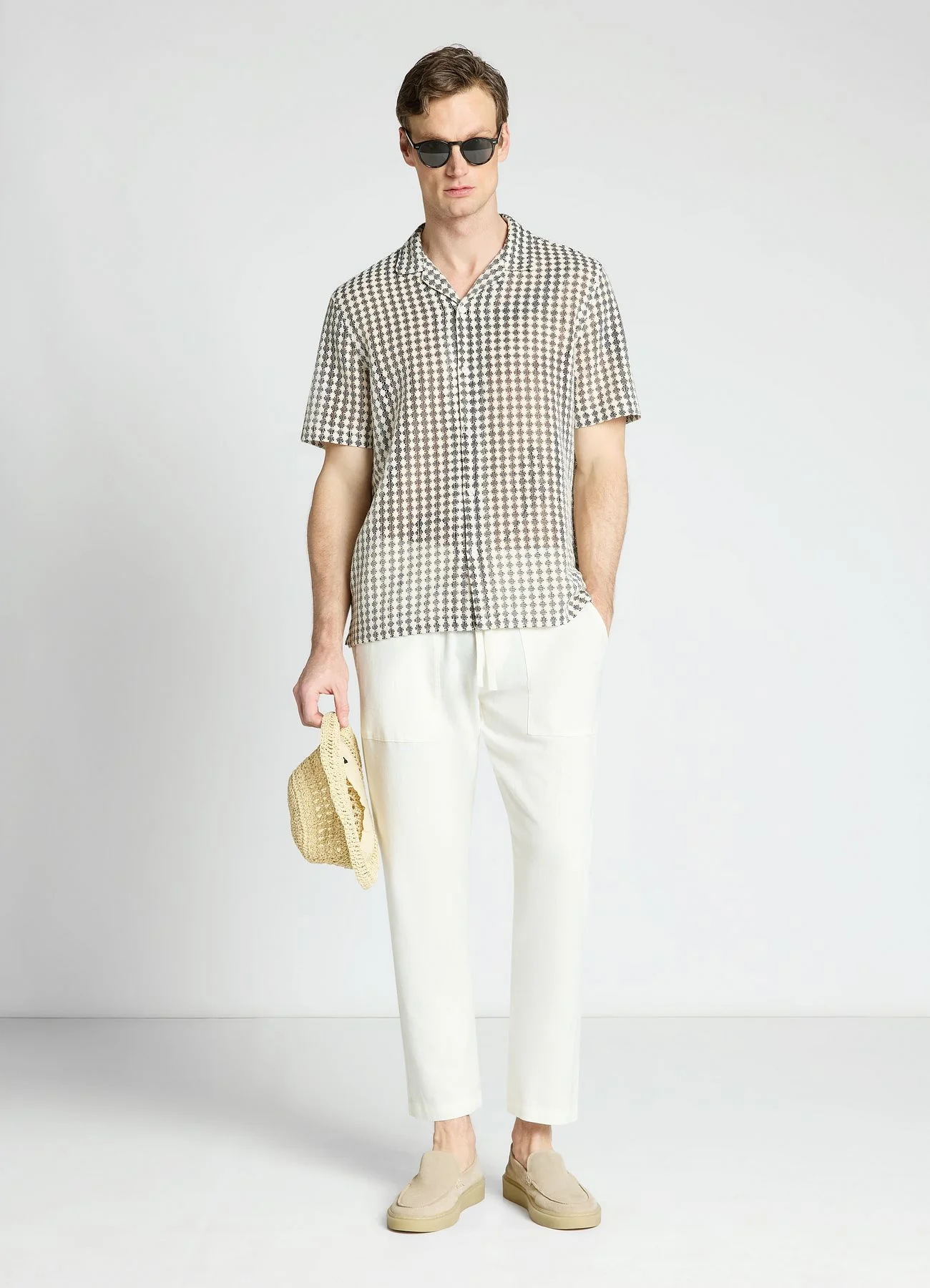Pantaloni jogger in misto lino