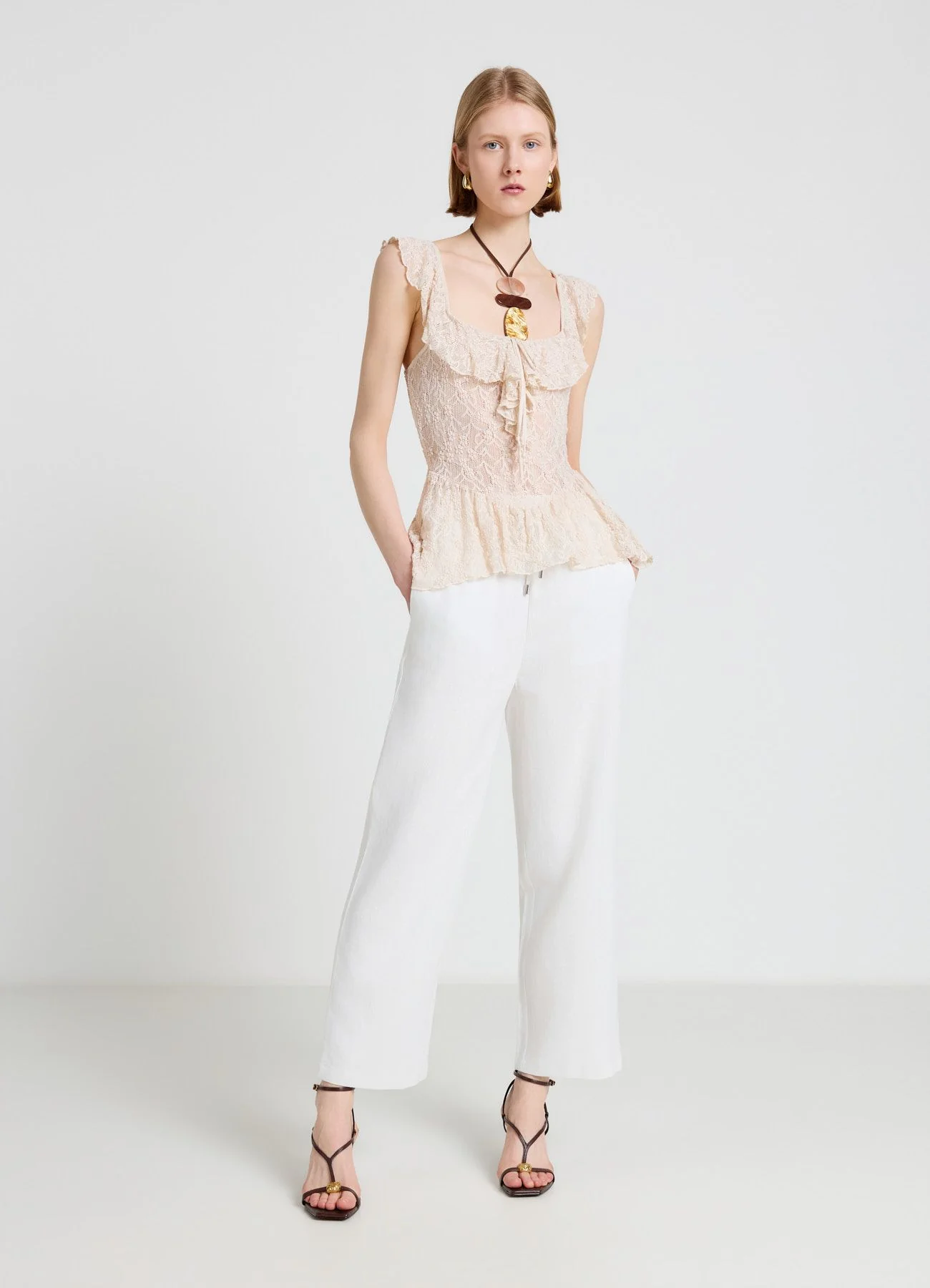 Pantaloni jogger in misto lino