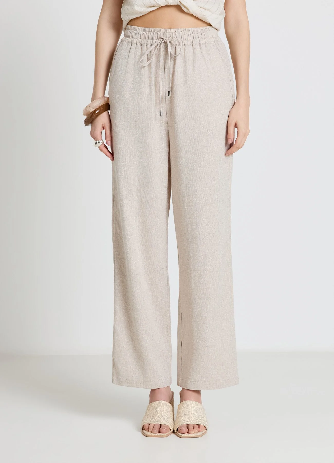 Pantaloni jogger misto lino - Image 2