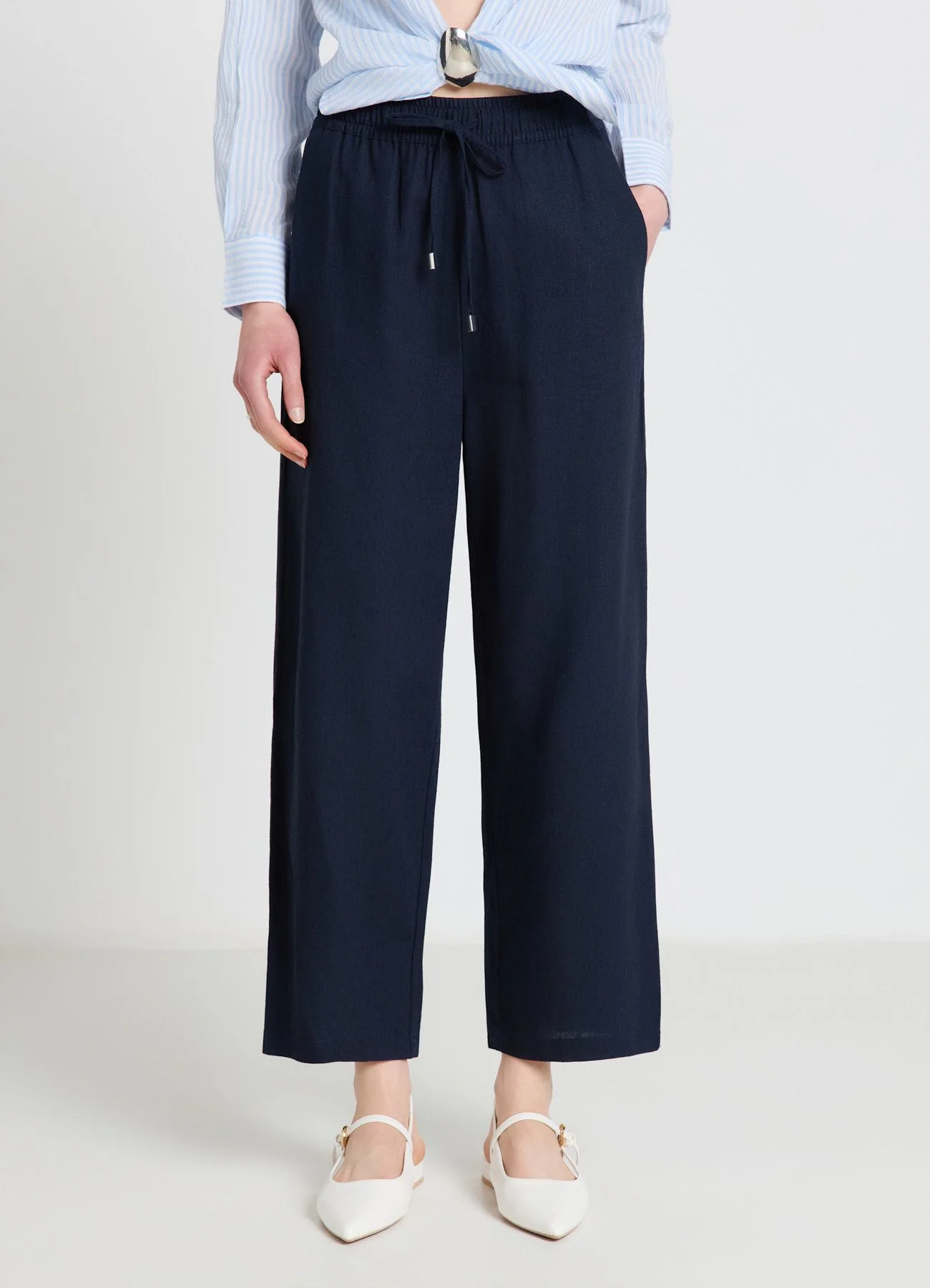 Pantaloni jogger misto lino - Image 3
