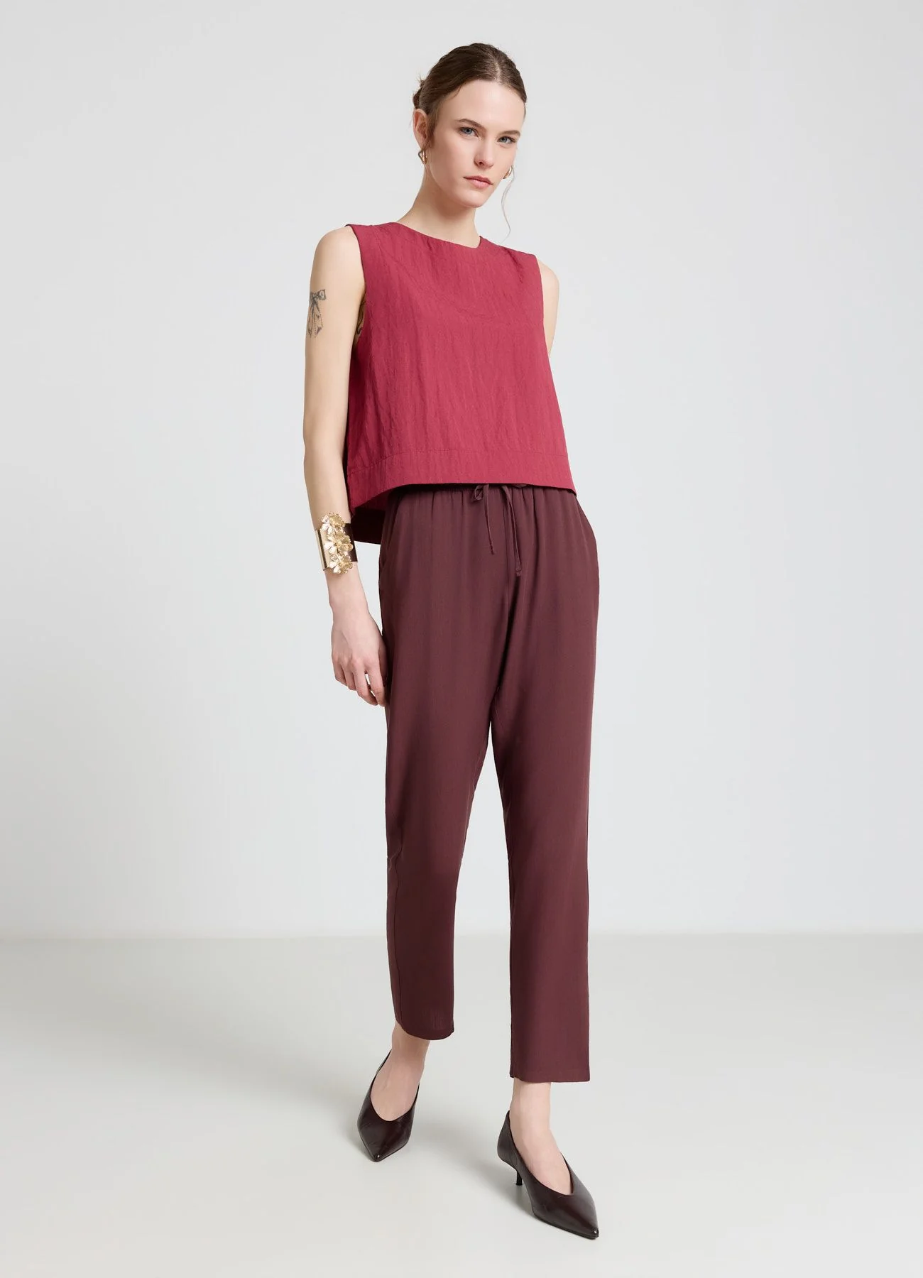Pantaloni lunghi con vita elasticizzata e coulisse - Image 3
