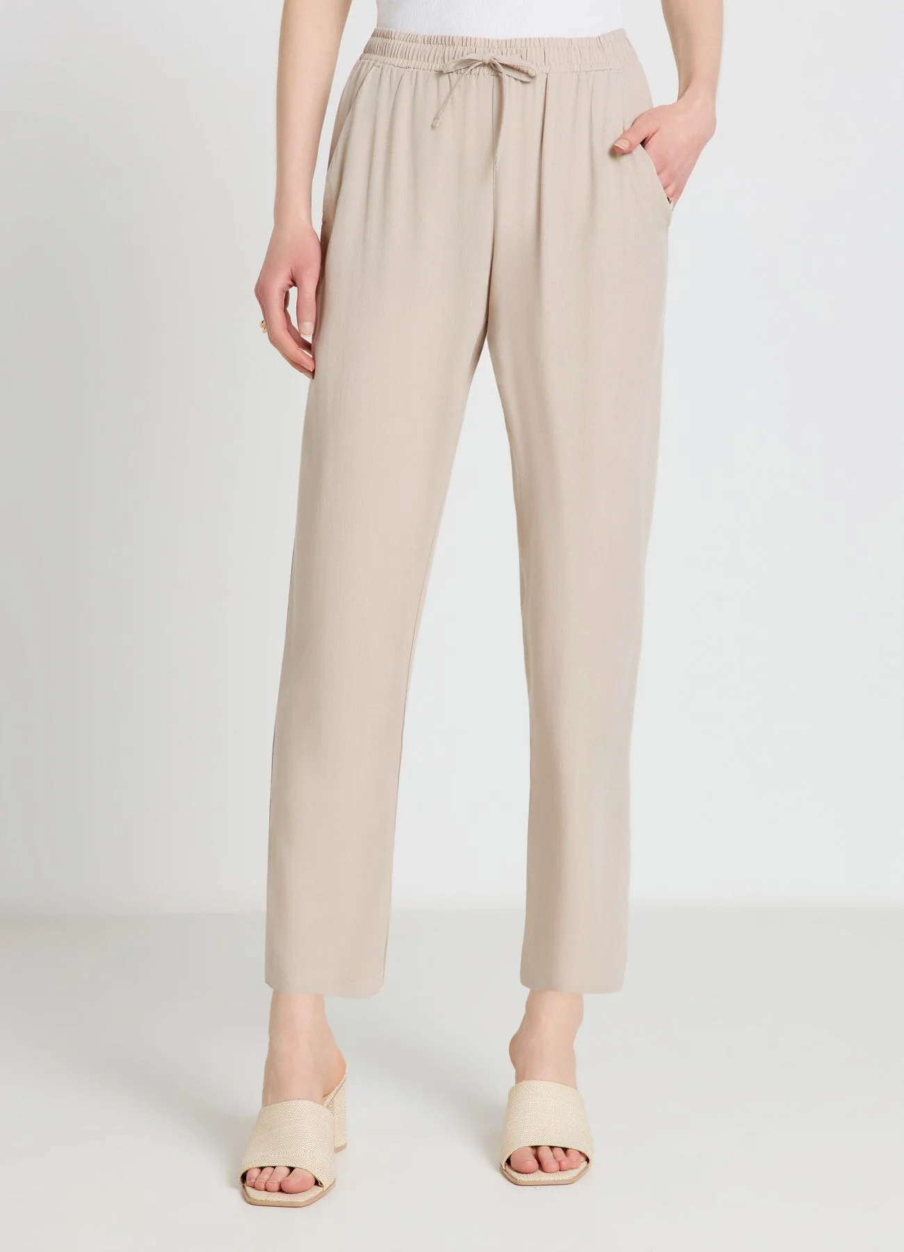 Pantaloni lunghi con vita elasticizzata e coulisse - Image 2